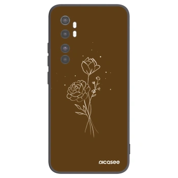 Picasee Xiaomi Mi Note 10 Lite Hülle - Schwarzes Silikon - Brown flowers