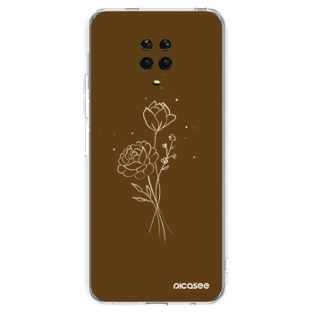 Picasee Xiaomi Redmi Note 9S Hülle - Transparentes Silikon - Brown flowers