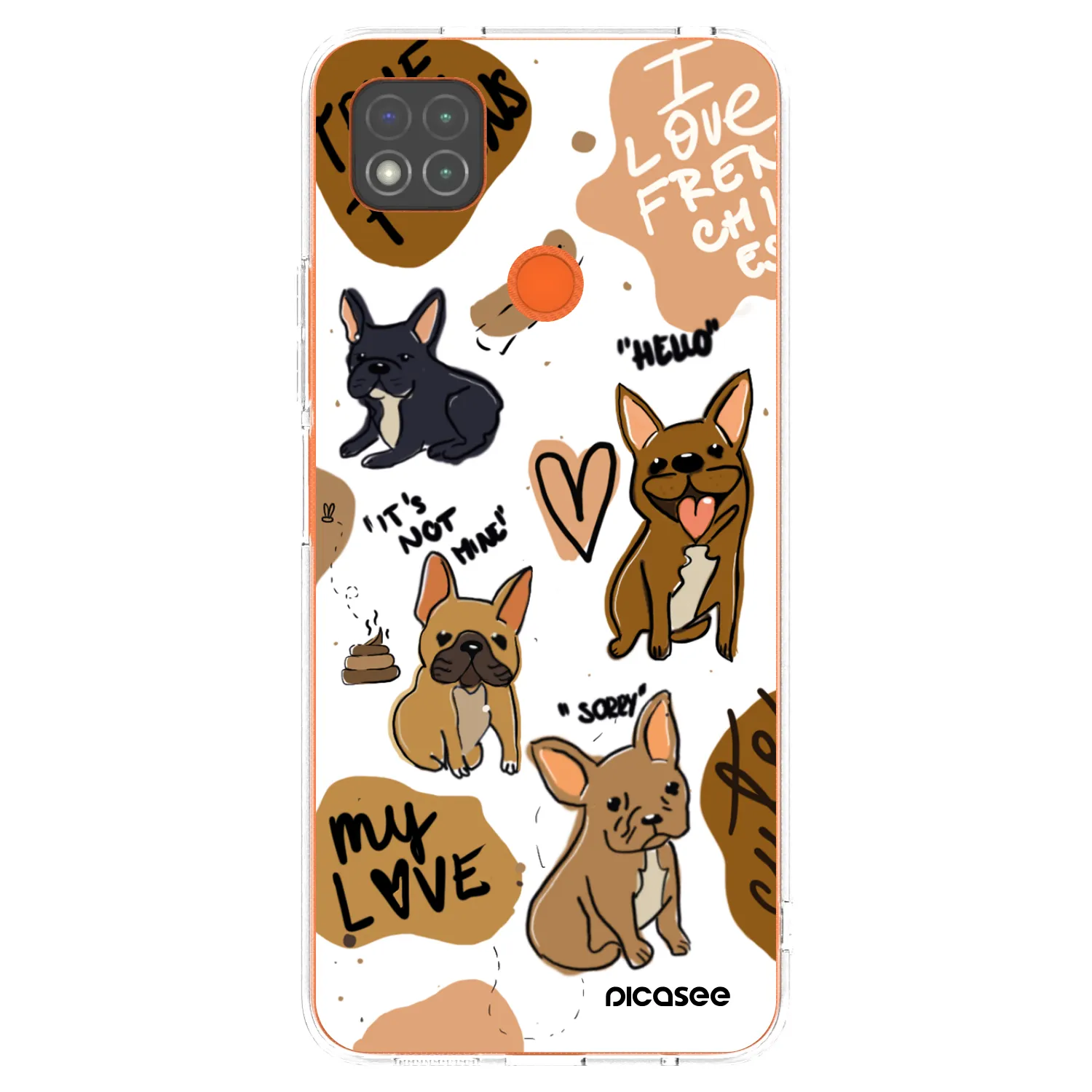Picasee Xiaomi Redmi 9C Hülle - Transparentes Silikon - Frenchies