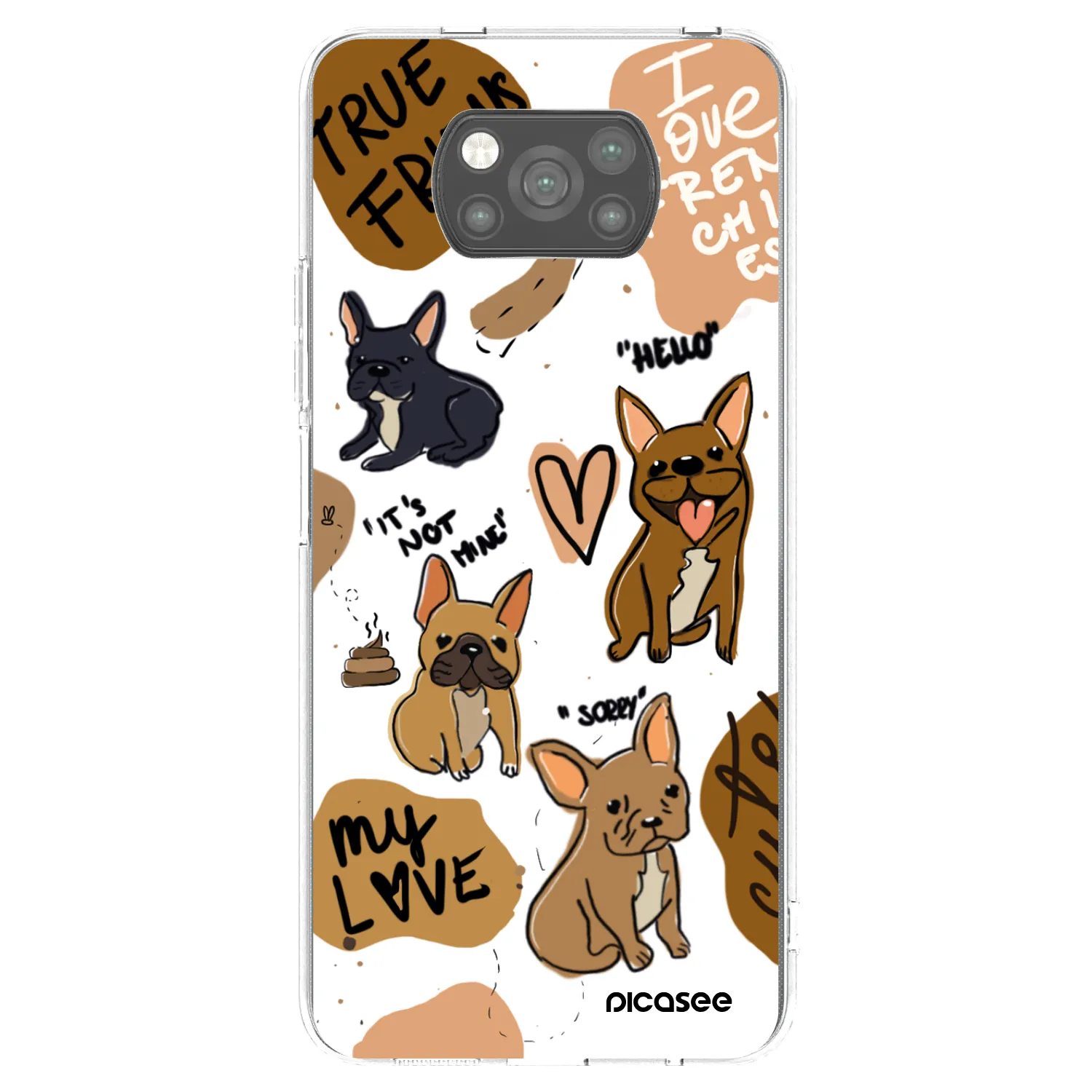 Picasee Xiaomi Poco X3 Hülle - Schwarzes Silikon - Frenchies