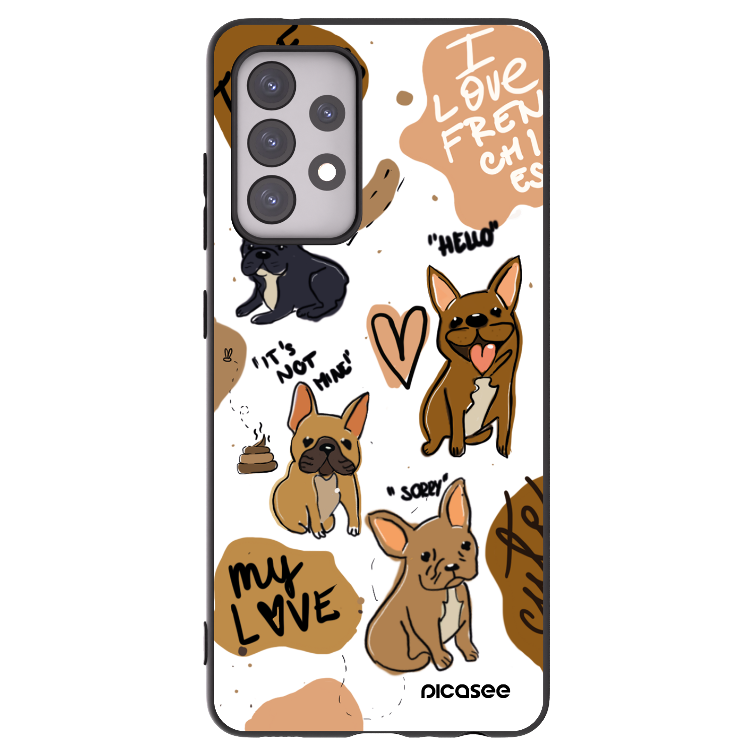 Picasee Samsung Galaxy A52 5G A525F Hülle - Schwarzes Silikon - Frenchies