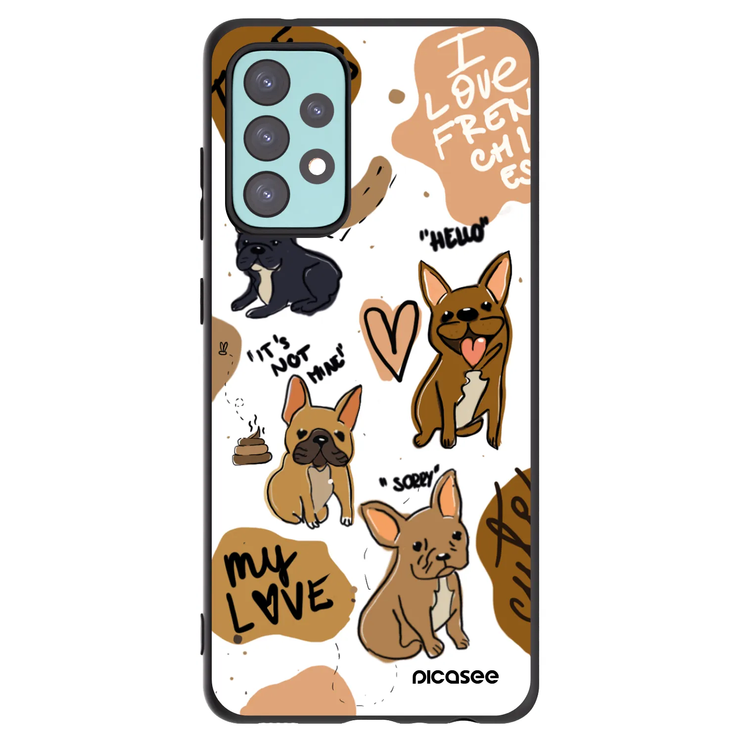 Picasee Samsung Galaxy A72 A725F Hülle - Schwarzes Silikon - Frenchies