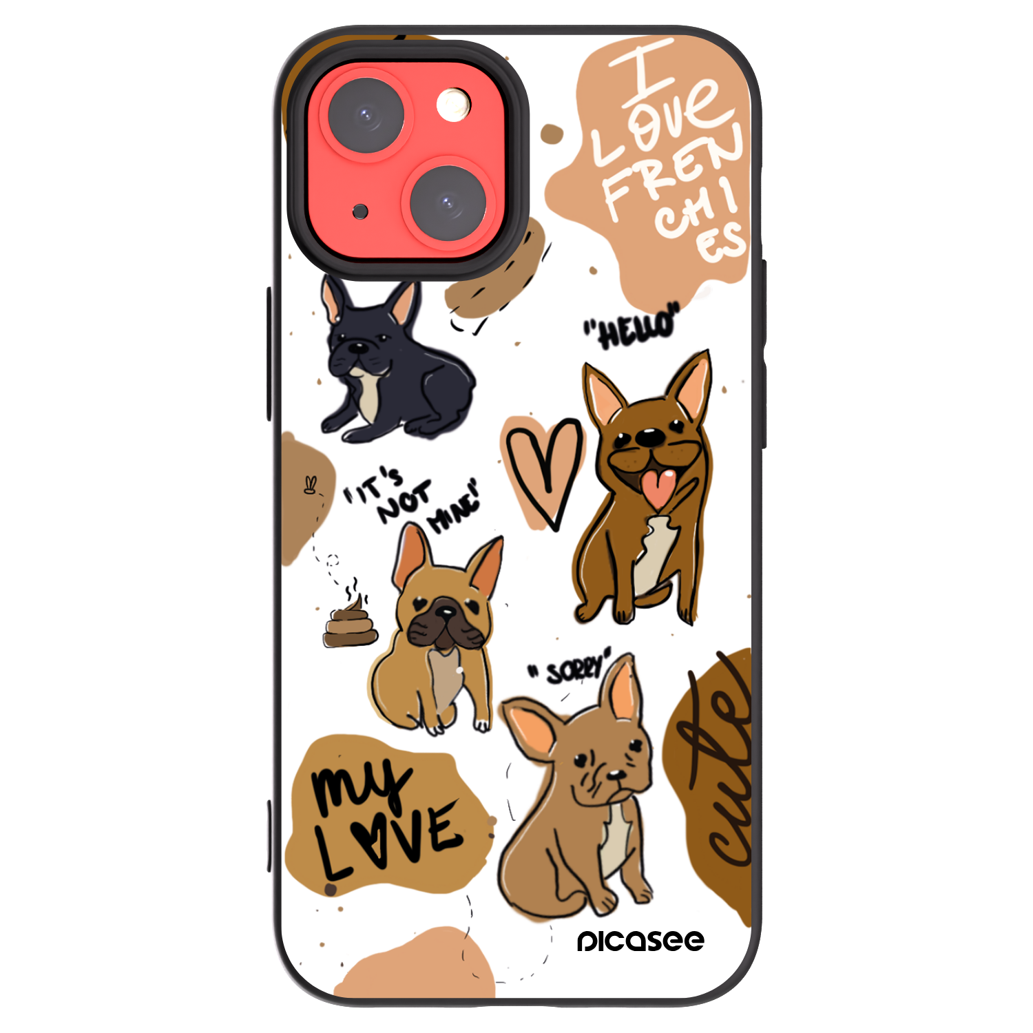 Picasee Apple iPhone 13 mini Hülle - Schwarzes Silikon - Frenchies