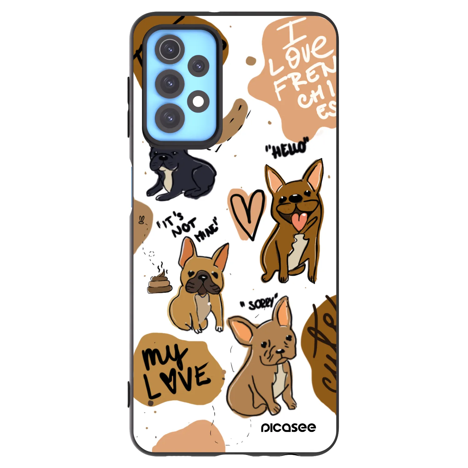 Picasee Samsung Galaxy A32 4G SM-A325F Hülle - Schwarzes Silikon - Frenchies