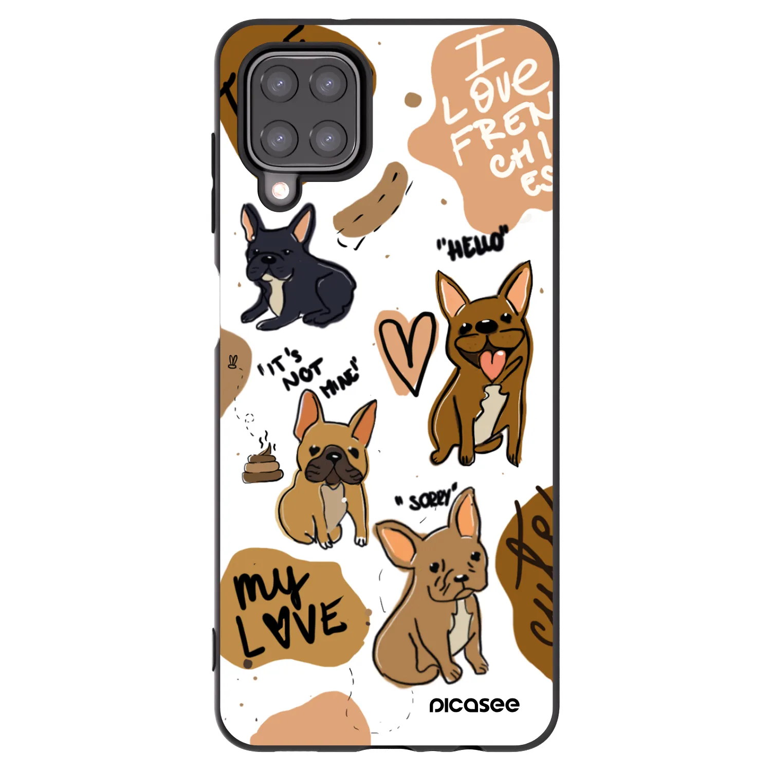 Picasee Samsung Galaxy M12 M127F Hülle - Schwarzes Silikon - Frenchies
