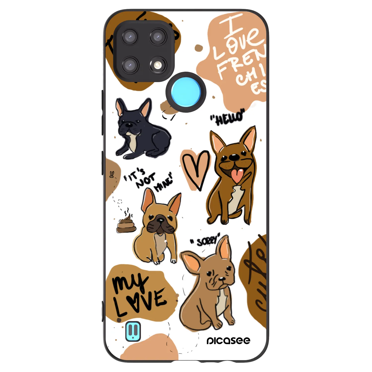 Picasee Realme C21 Hülle - Schwarzes Silikon - Frenchies