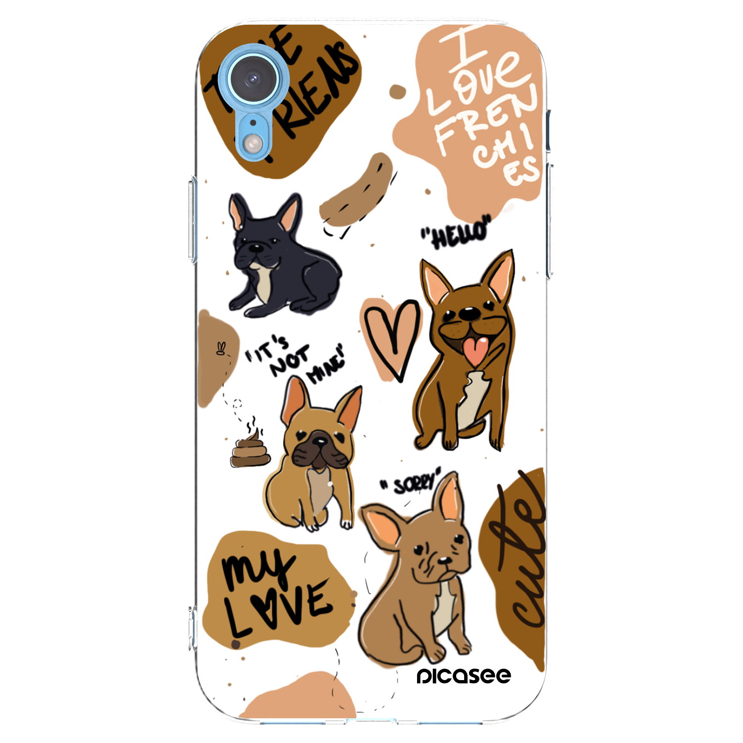 Picasee Apple iPhone XR Hülle - Transparentes Silikon - Frenchies