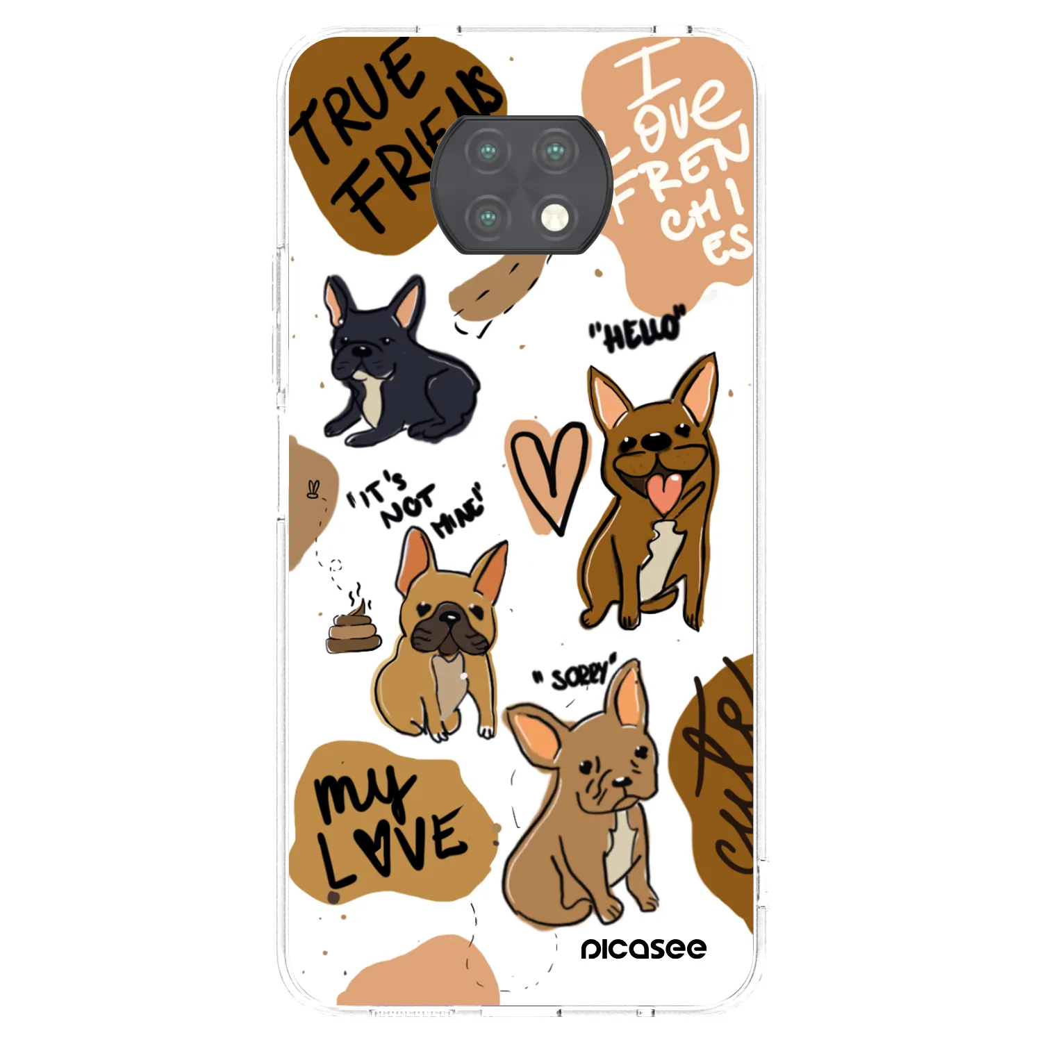 Picasee Xiaomi Redmi Note 9T Hülle - Transparentes Silikon - Frenchies