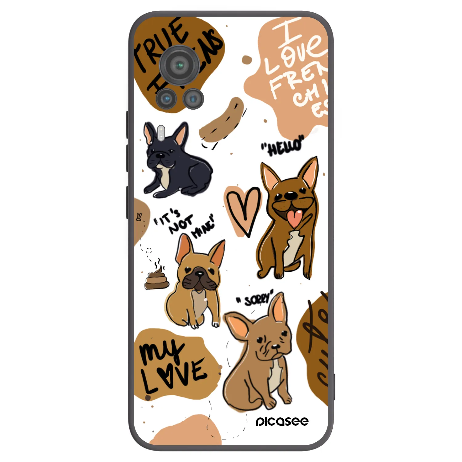 Picasee Vivo X60 Pro 5G Hülle - Schwarzes Silikon - Frenchies