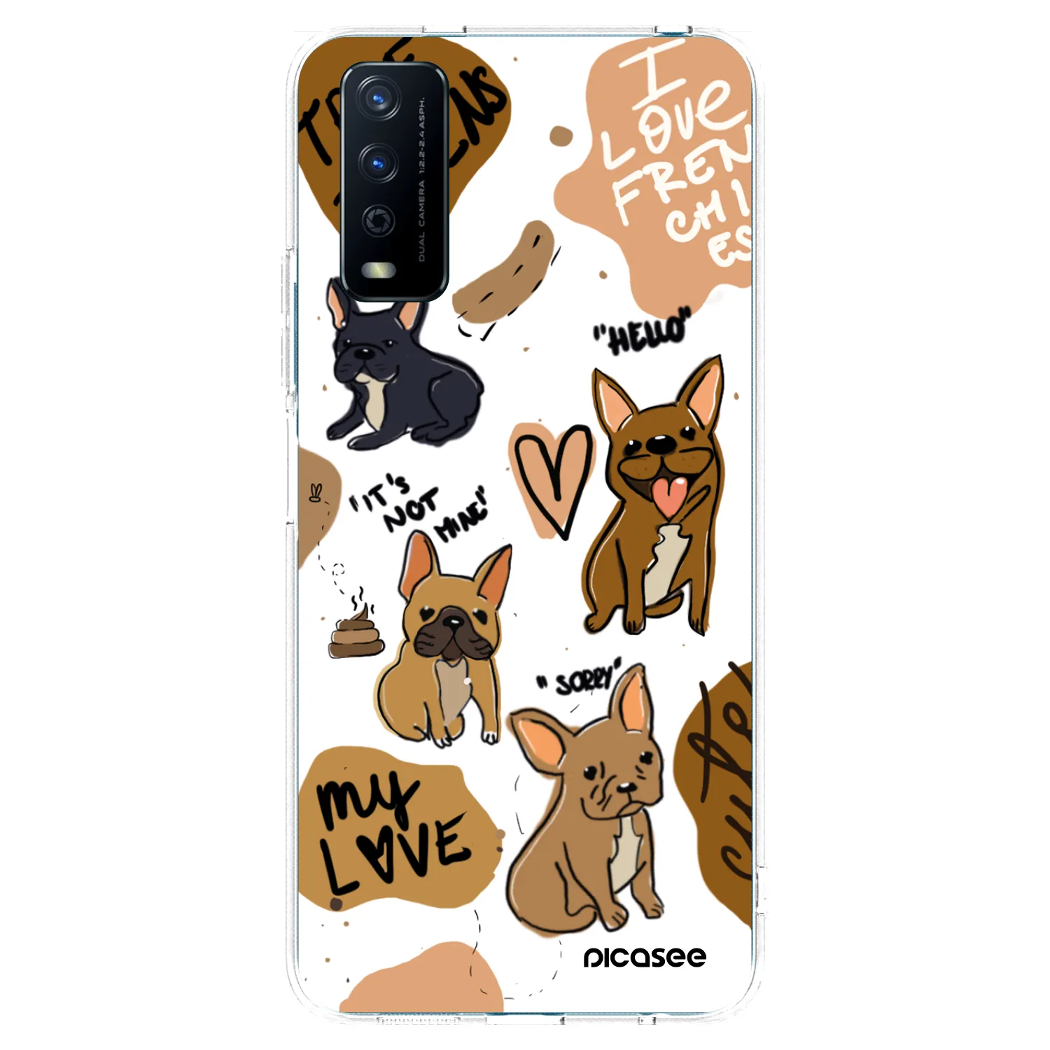 Picasee Vivo Y11s Hülle - Transparentes Silikon - Frenchies