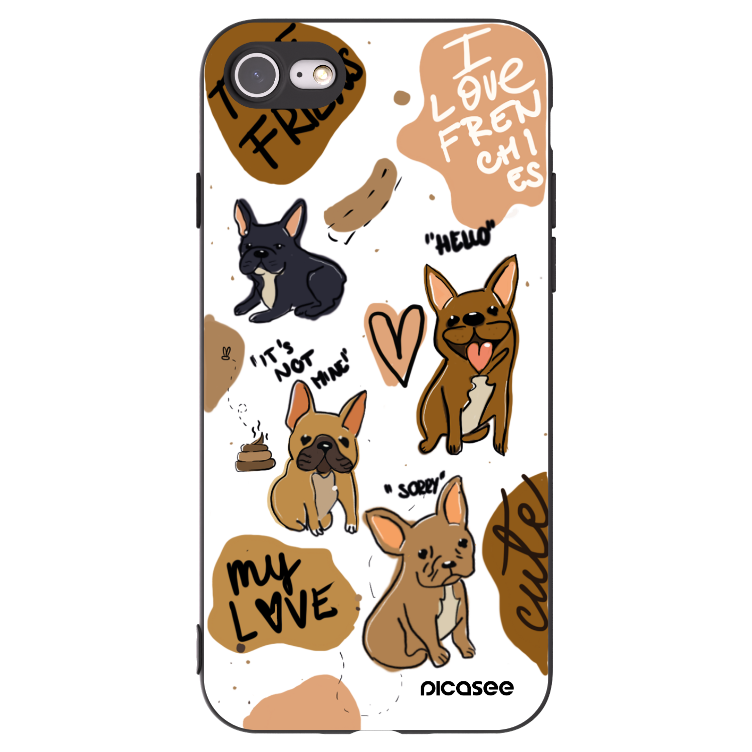 Picasee Apple iPhone SE 2022 Hülle - Schwarzes Silikon - Frenchies