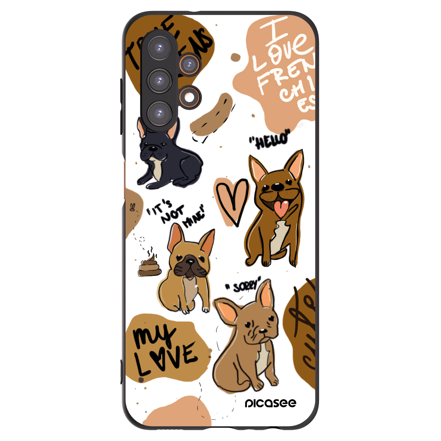 Picasee Samsung Galaxy A13 4G A135 Hülle - Schwarzes Silikon - Frenchies