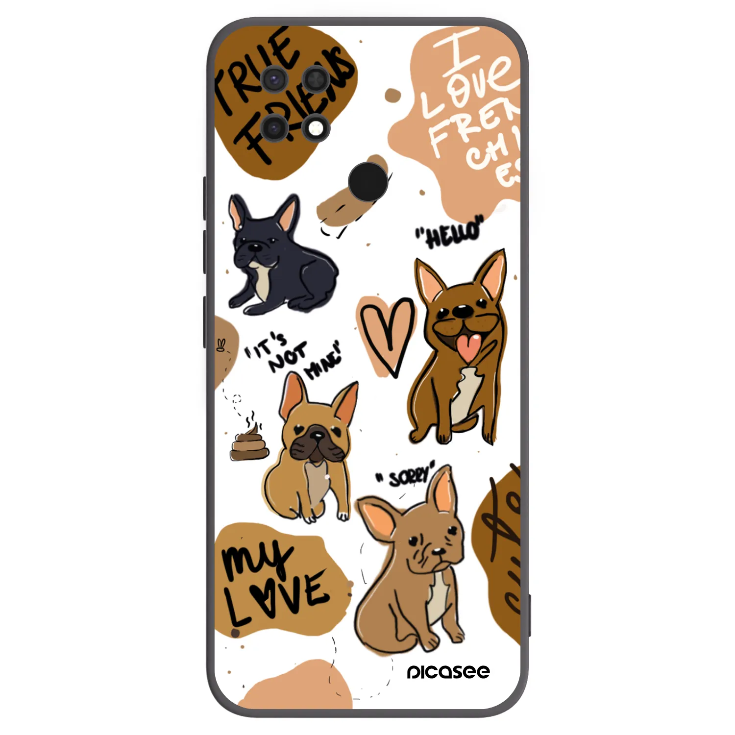 Picasee Xiaomi Redmi 10C Hülle - Schwarzes Silikon - Frenchies