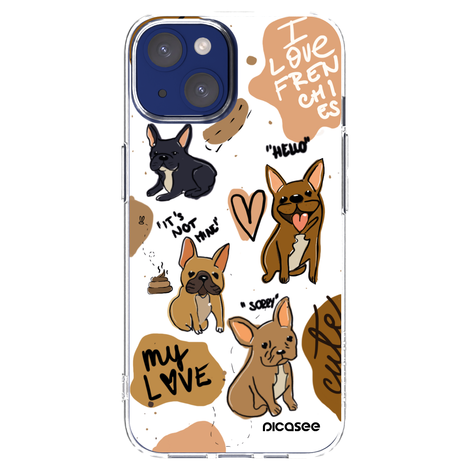 Picasee Apple iPhone 14 Hülle - Transparentes Silikon - Frenchies