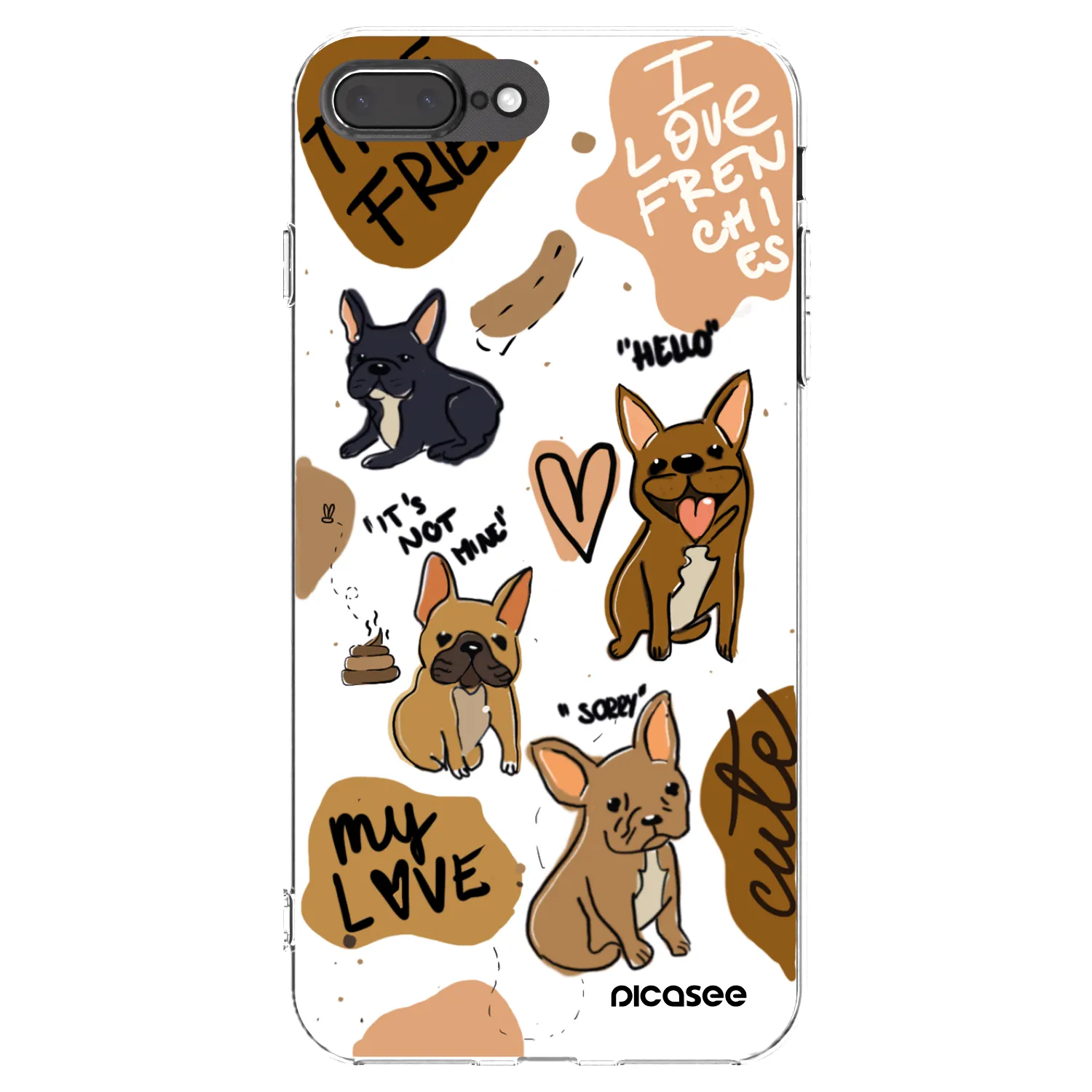 Picasee Apple iPhone 8 Plus Hülle - Transparentes Silikon - Frenchies