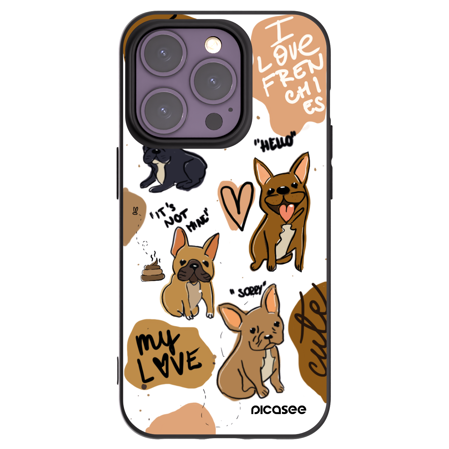 Picasee Apple iPhone 14 Pro Hülle - Schwarzes Silikon - Frenchies