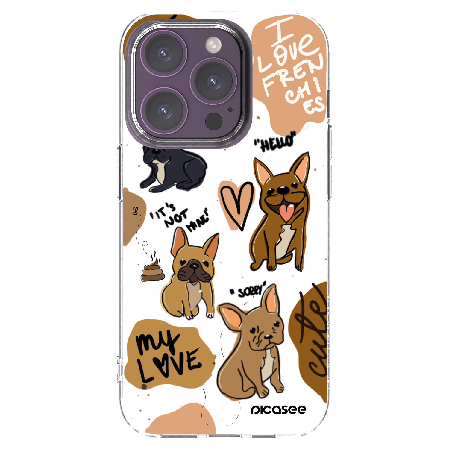 Picasee Apple iPhone 14 Pro Hülle - Transparentes Silikon - Frenchies