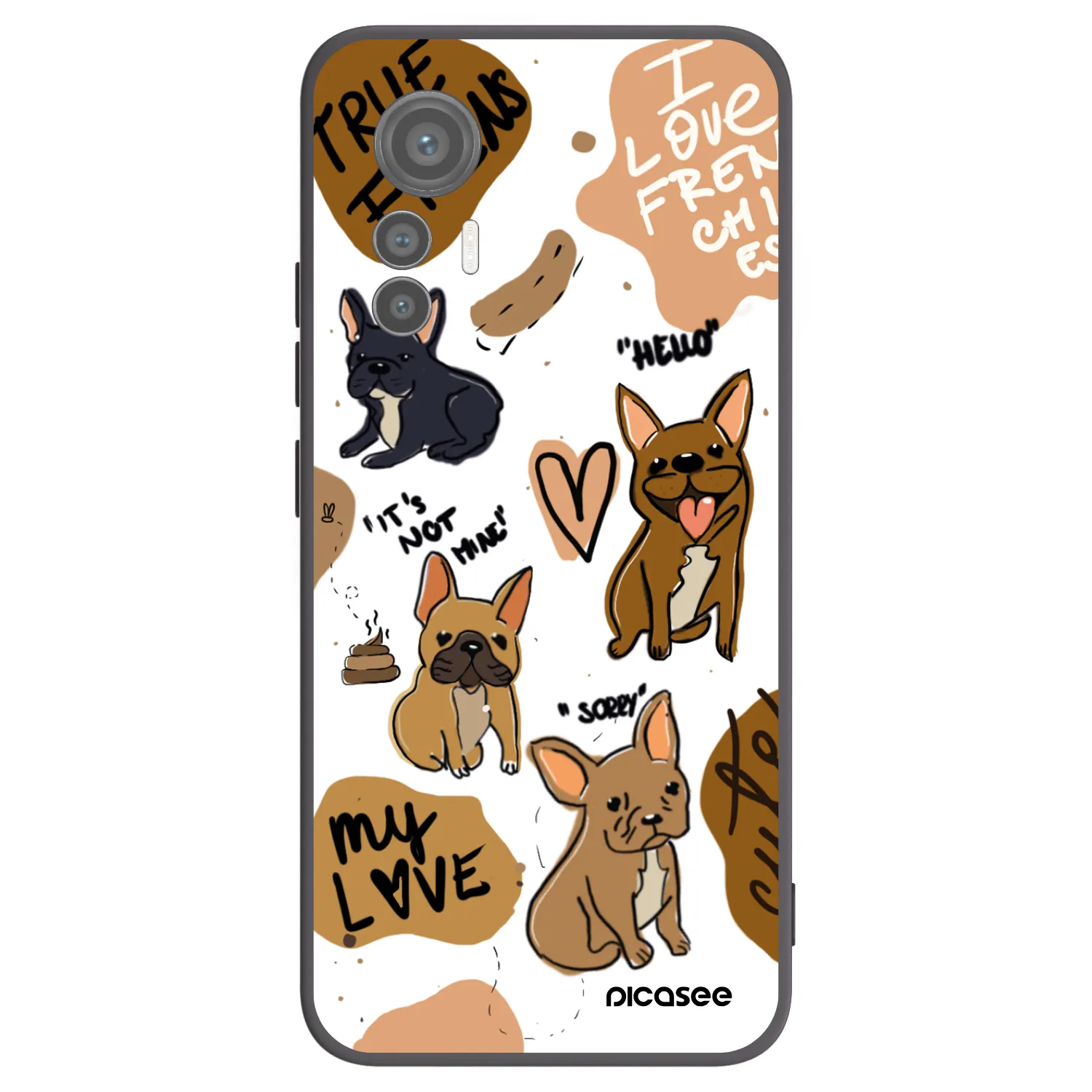 Picasee Xiaomi 12 Lite Hülle - Schwarzes Silikon - Frenchies