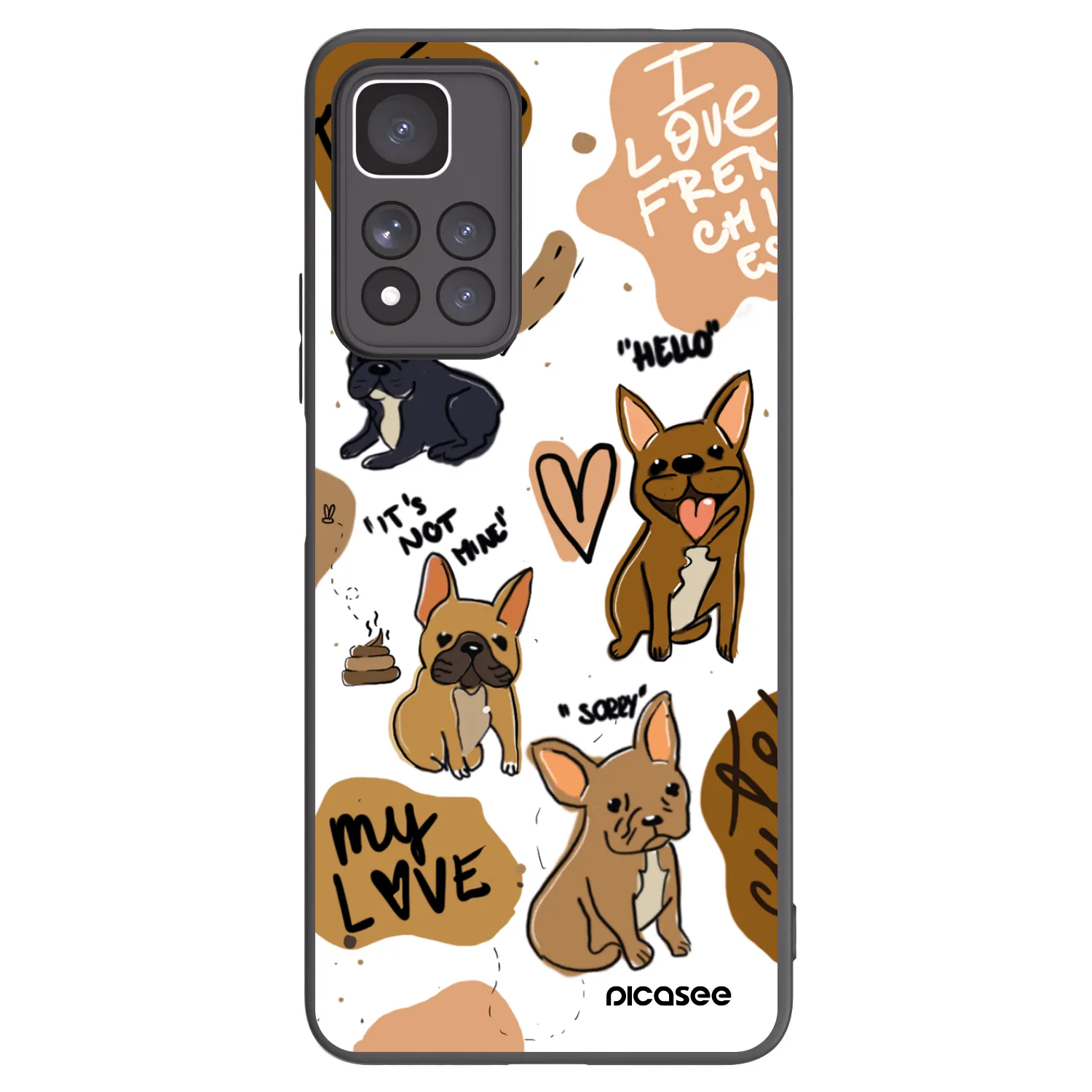 Picasee Xiaomi Redmi Note 11 Pro+ 5G Hülle - Schwarzes Silikon - Frenchies