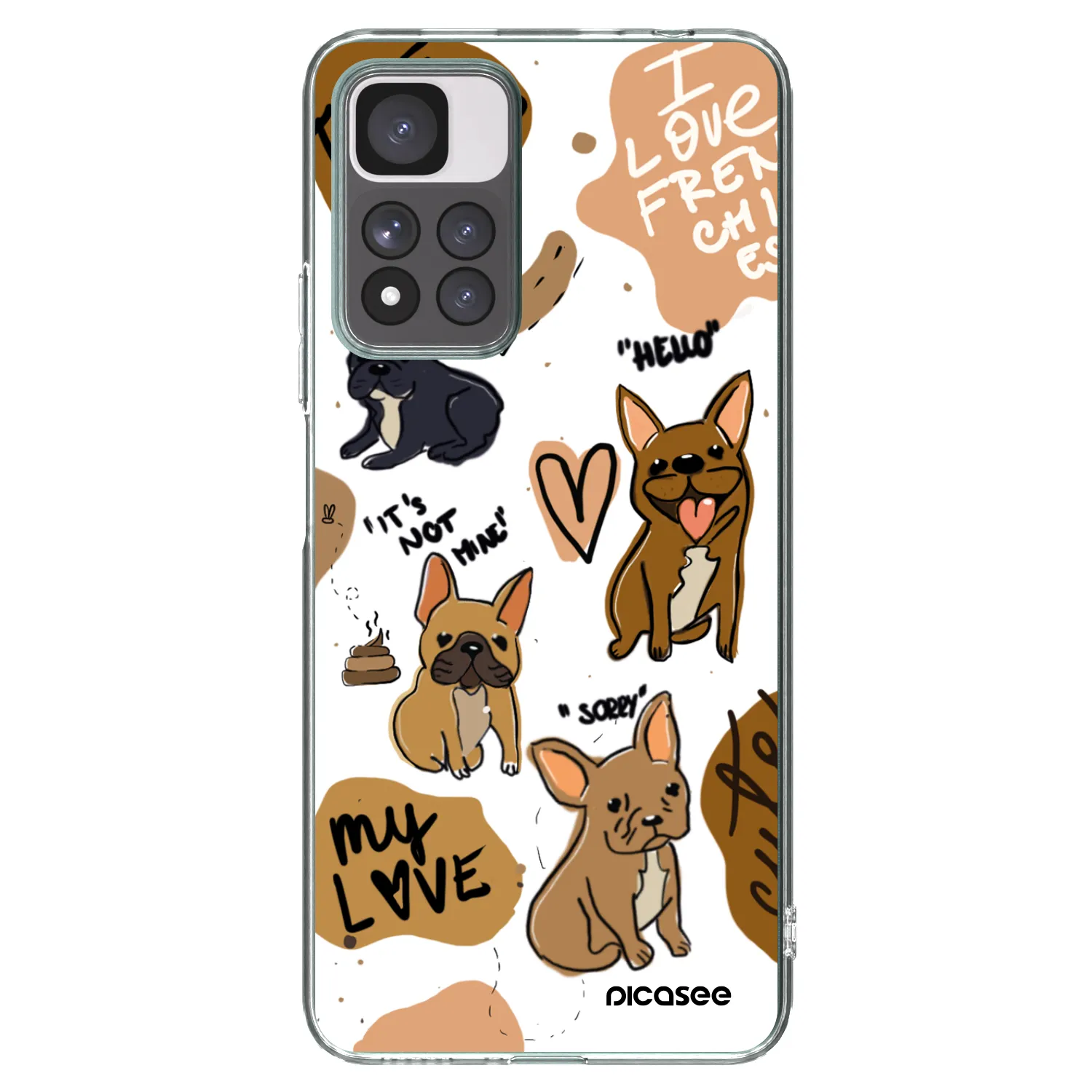 Picasee Xiaomi Redmi Note 11 Pro+ 5G Hülle - Transparentes Silikon - Frenchies