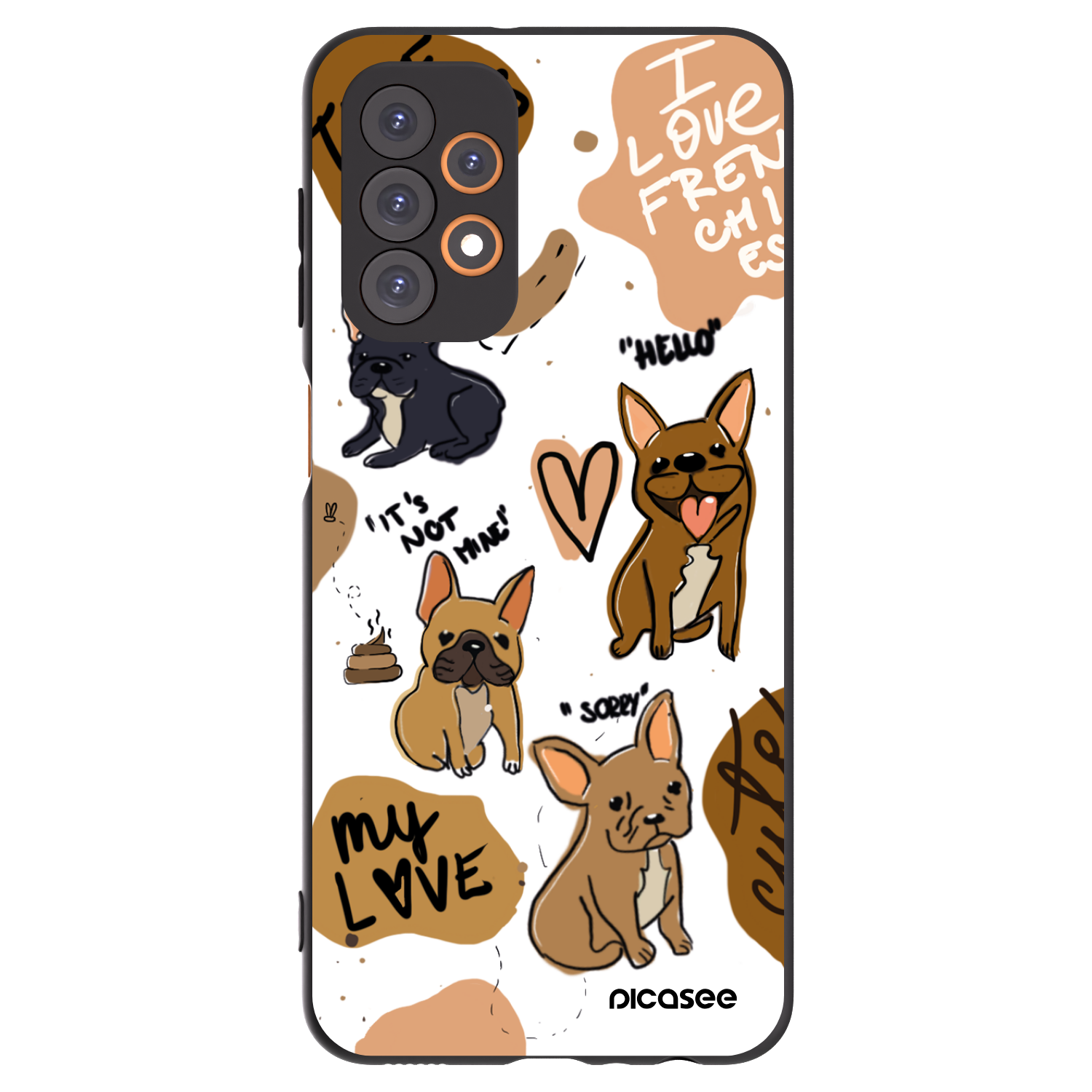 Picasee Samsung Galaxy A23 A235F 4G Hülle - Schwarzes Silikon - Frenchies