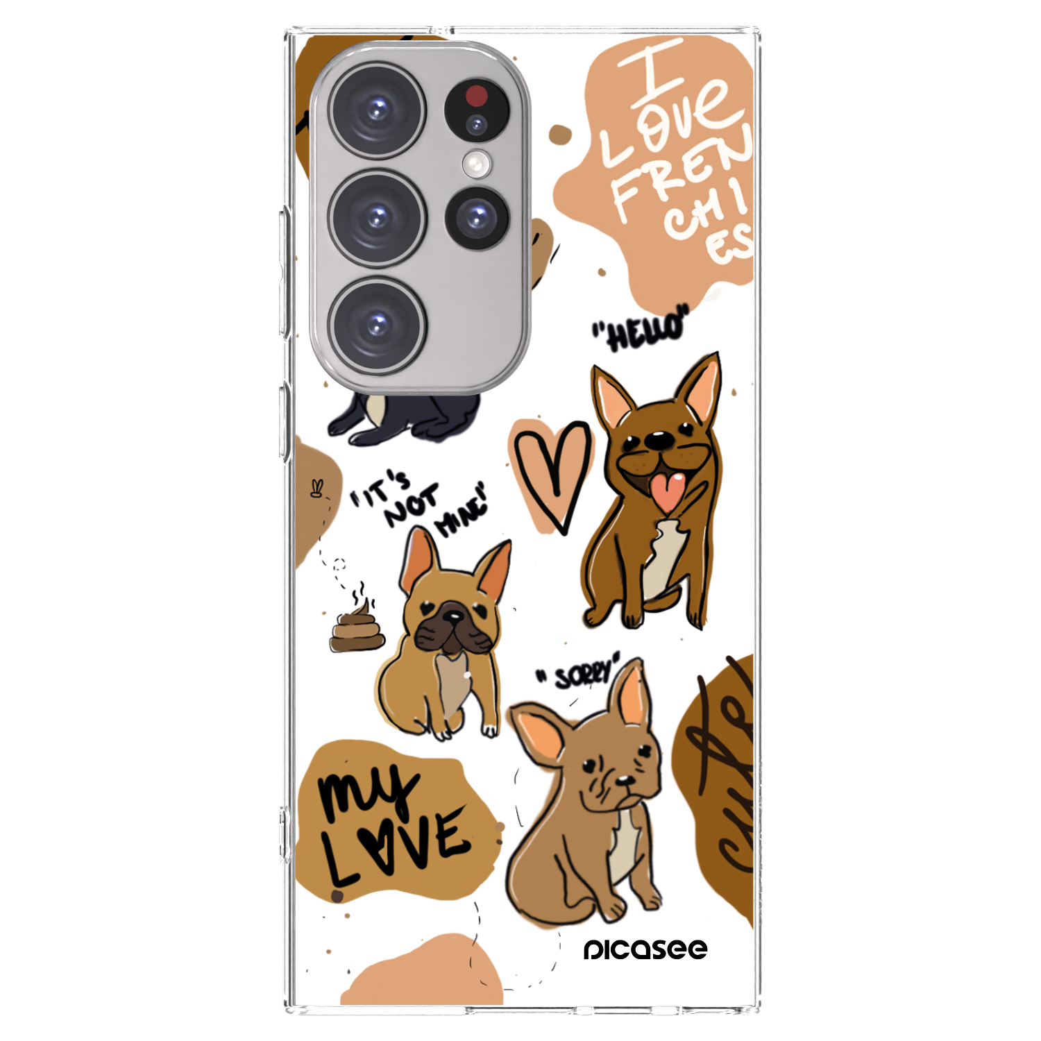 Picasee Samsung Galaxy S23 Ultra 5G Hülle - Transparentes Silikon - Frenchies