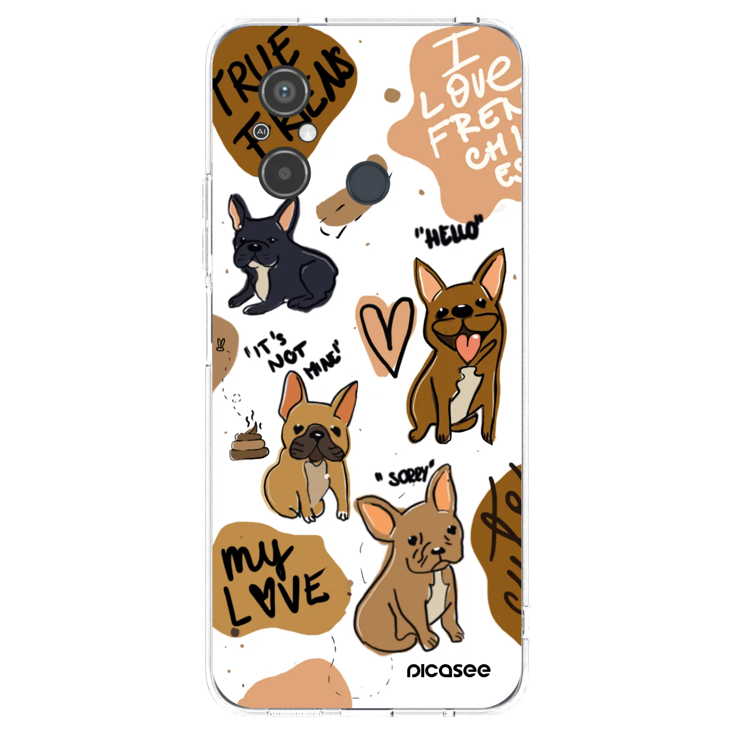 Picasee Xiaomi Redmi 12C Hülle - Transparentes Silikon - Frenchies