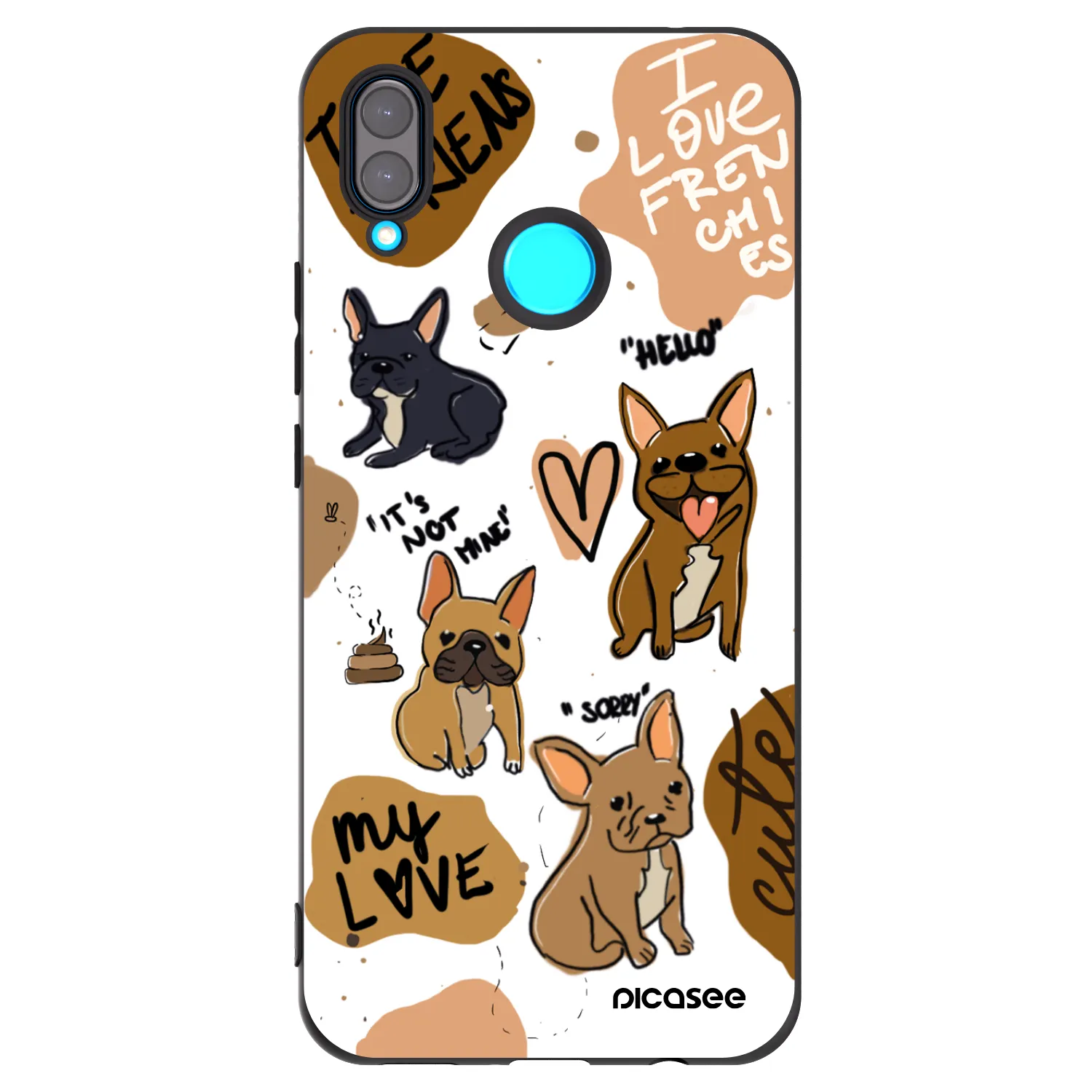 Picasee Huawei Nova 3 Hülle - Schwarzes Silikon - Frenchies