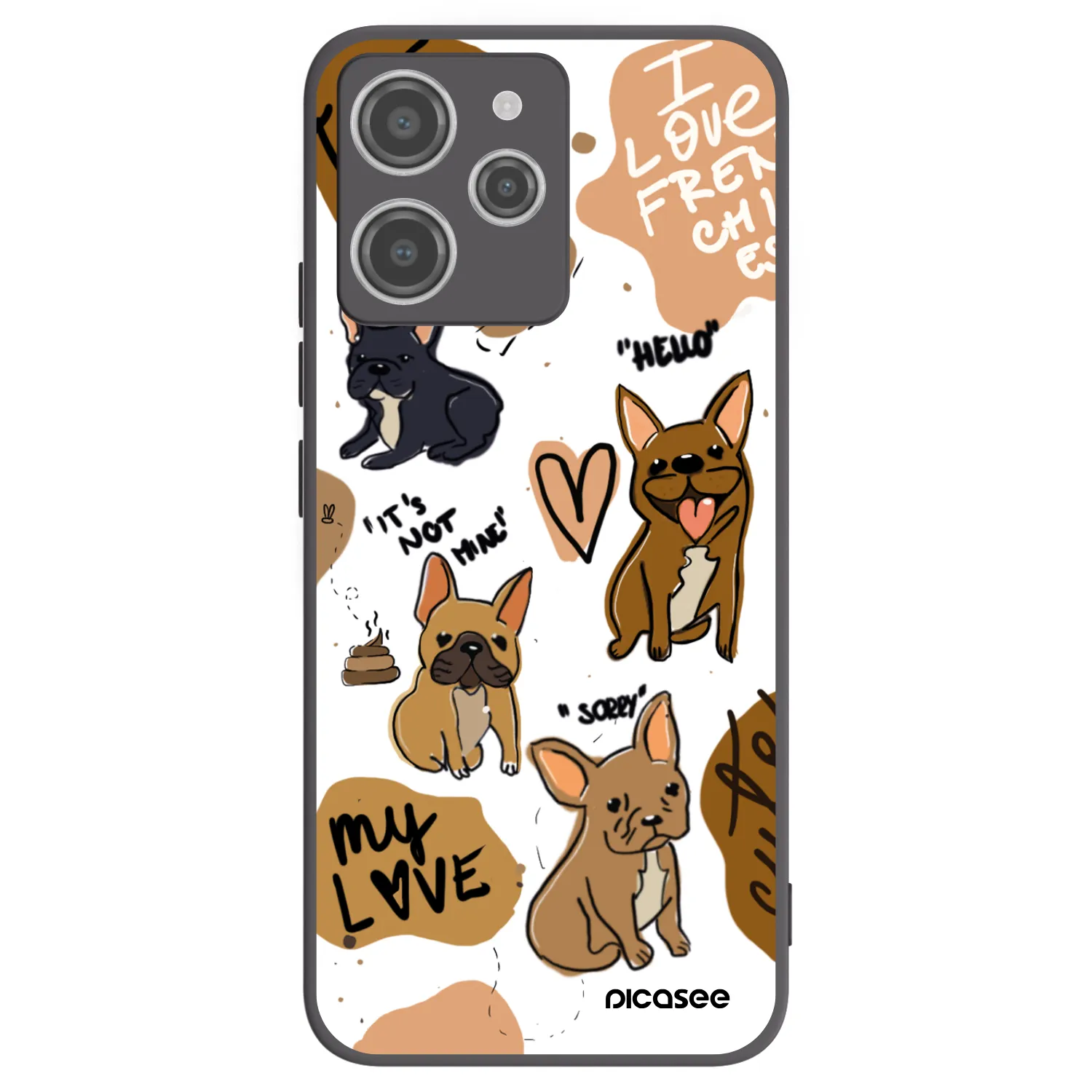Picasee Xiaomi Redmi 12 4G Hülle - Schwarzes Silikon - Frenchies