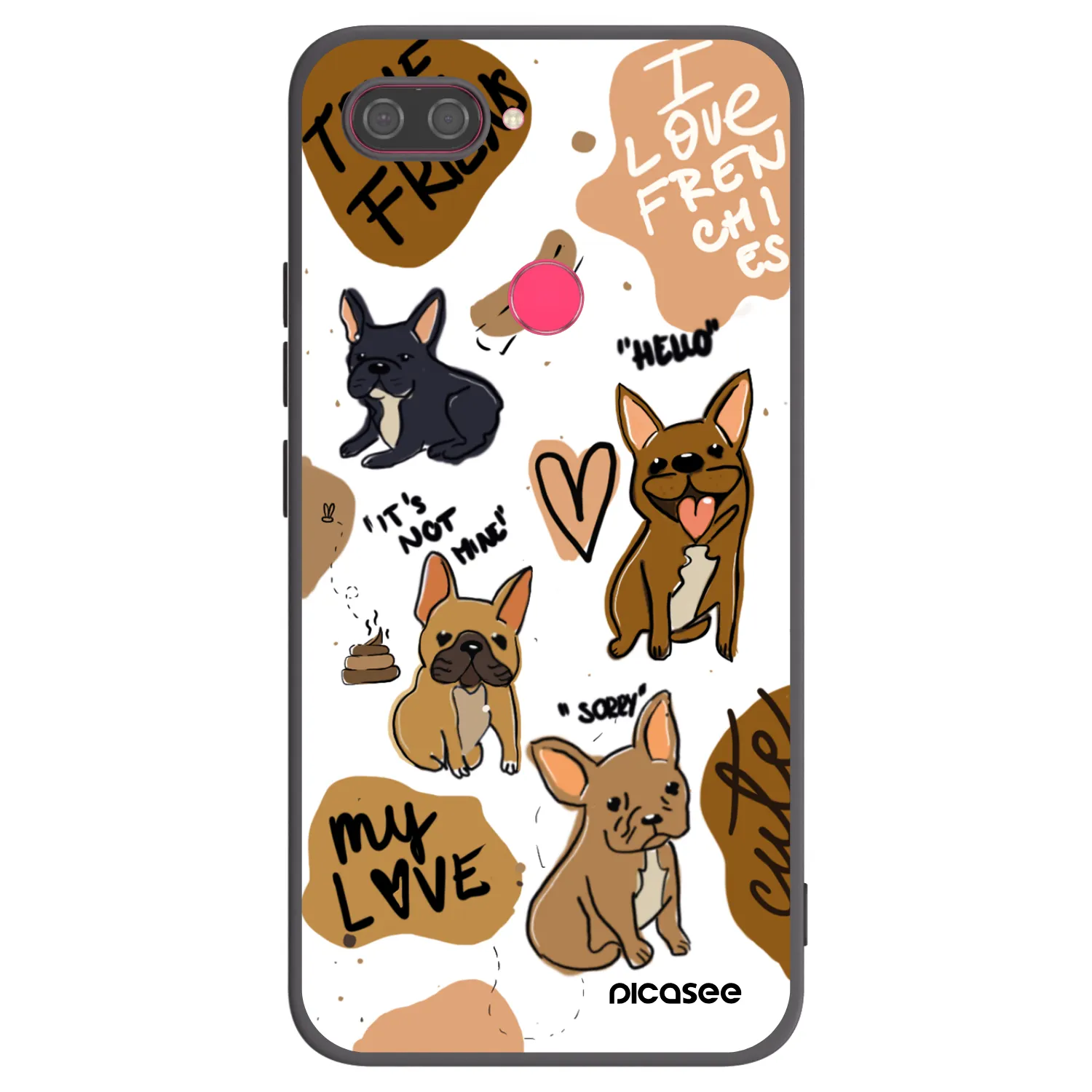Picasee Xiaomi Mi 8 Lite Hülle - Schwarzes Silikon - Frenchies