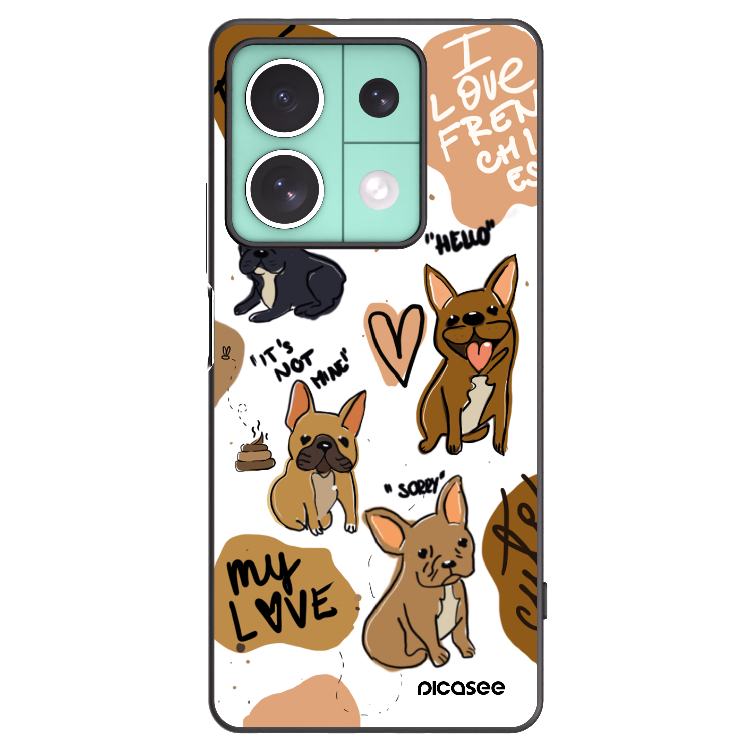 Picasee Xiaomi Redmi Note 13 5G Hülle - Schwarzes Silikon - Frenchies