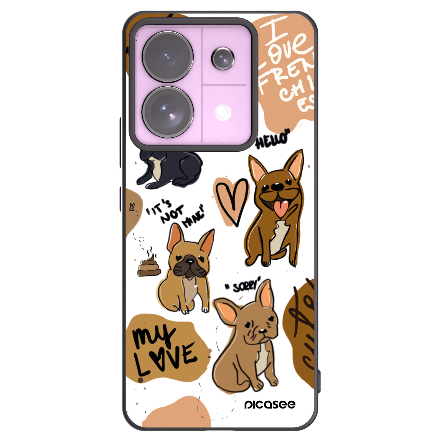 Picasee Xiaomi Redmi Note 13 Pro 5G Hülle - Schwarzes Silikon - Frenchies