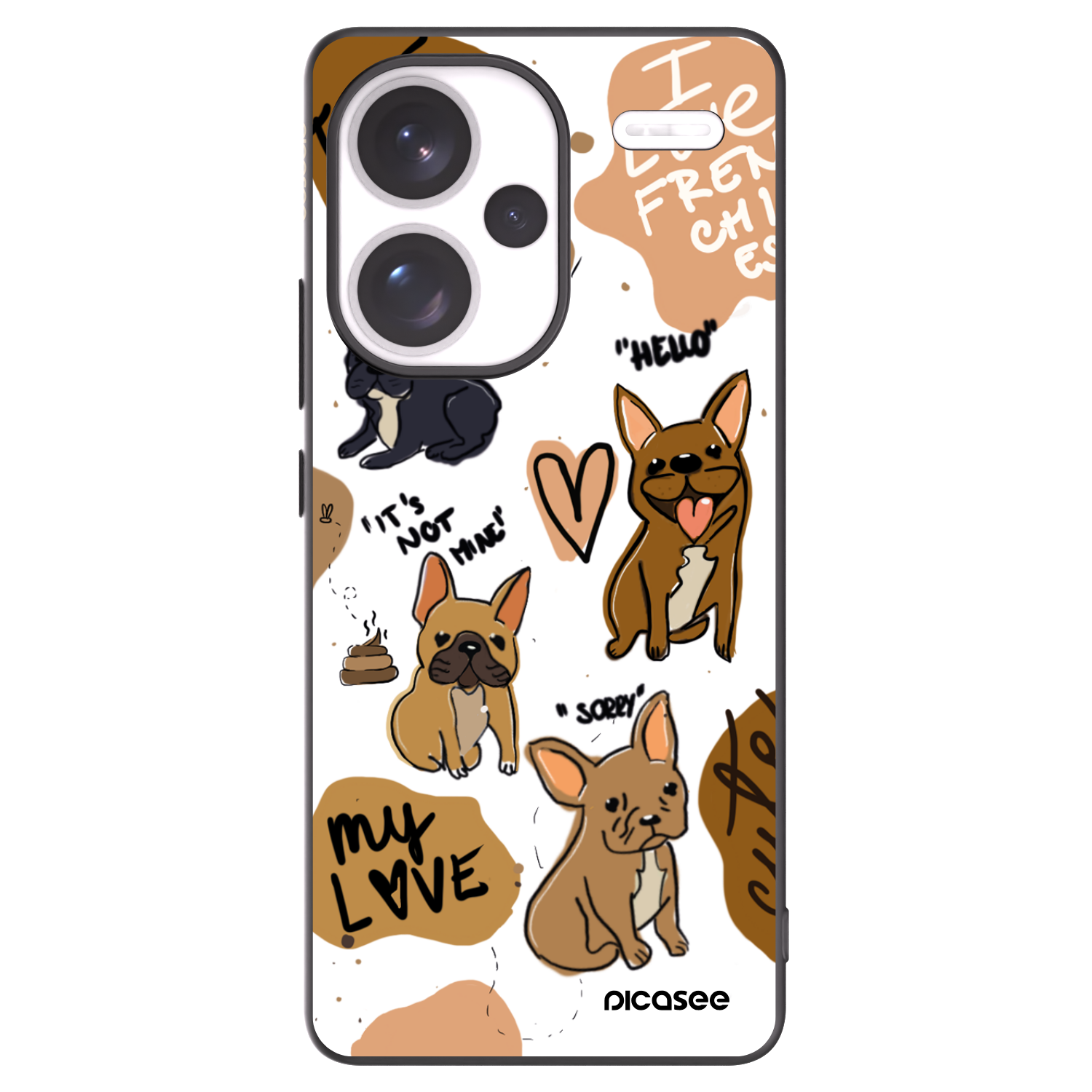 Picasee Xiaomi Redmi Note 13 Pro+ 5G Hülle - Schwarzes Silikon - Frenchies