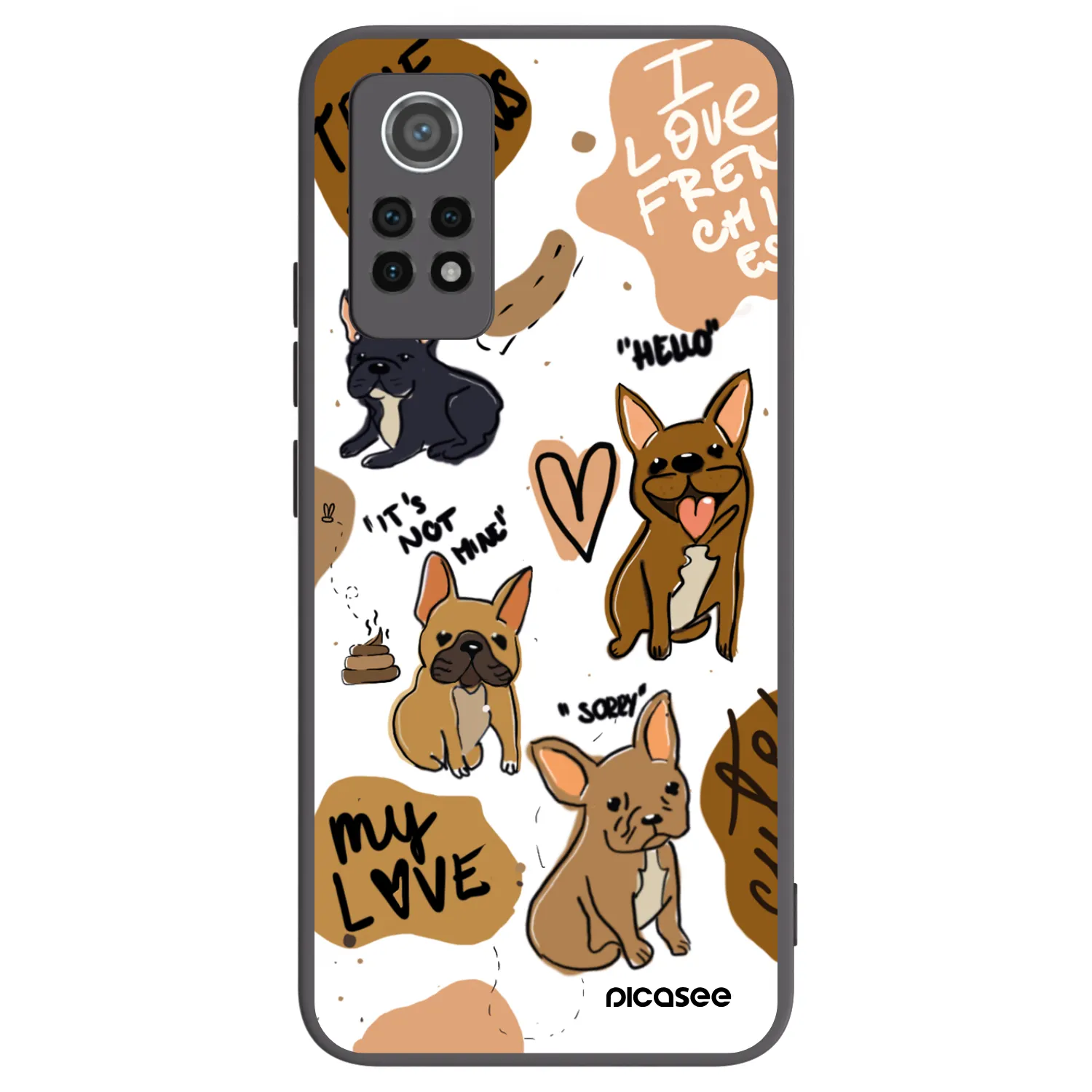 Picasee Xiaomi Redmi Note 12 Pro 4G Hülle - Schwarzes Silikon - Frenchies