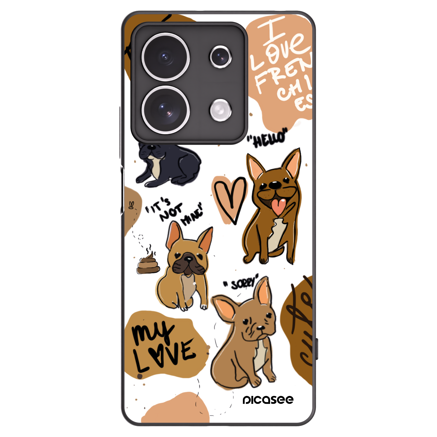 Picasee Xiaomi Redmi Note 13 4G Hülle - Schwarzes Silikon - Frenchies