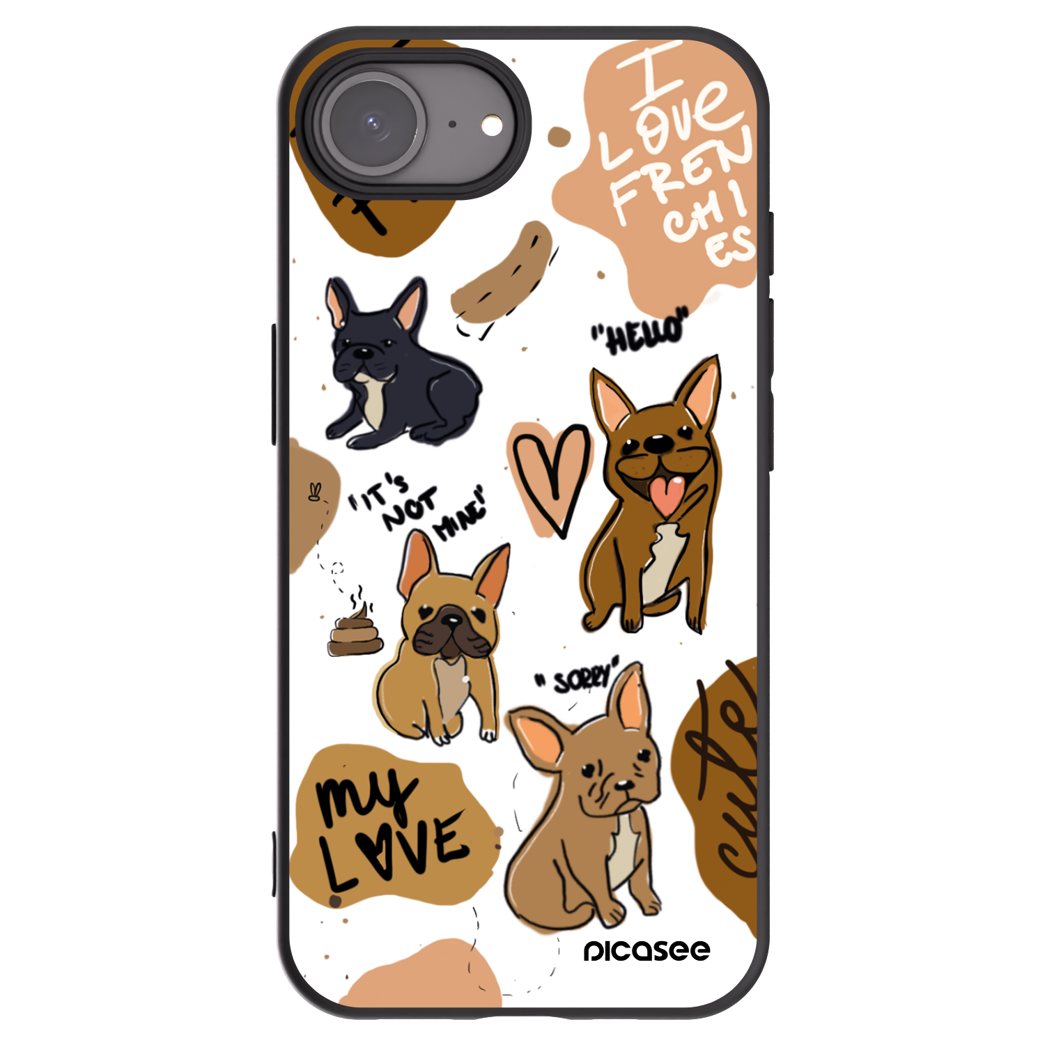 Picasee Apple iPhone 16e Hülle - Schwarzes Silikon - Frenchies