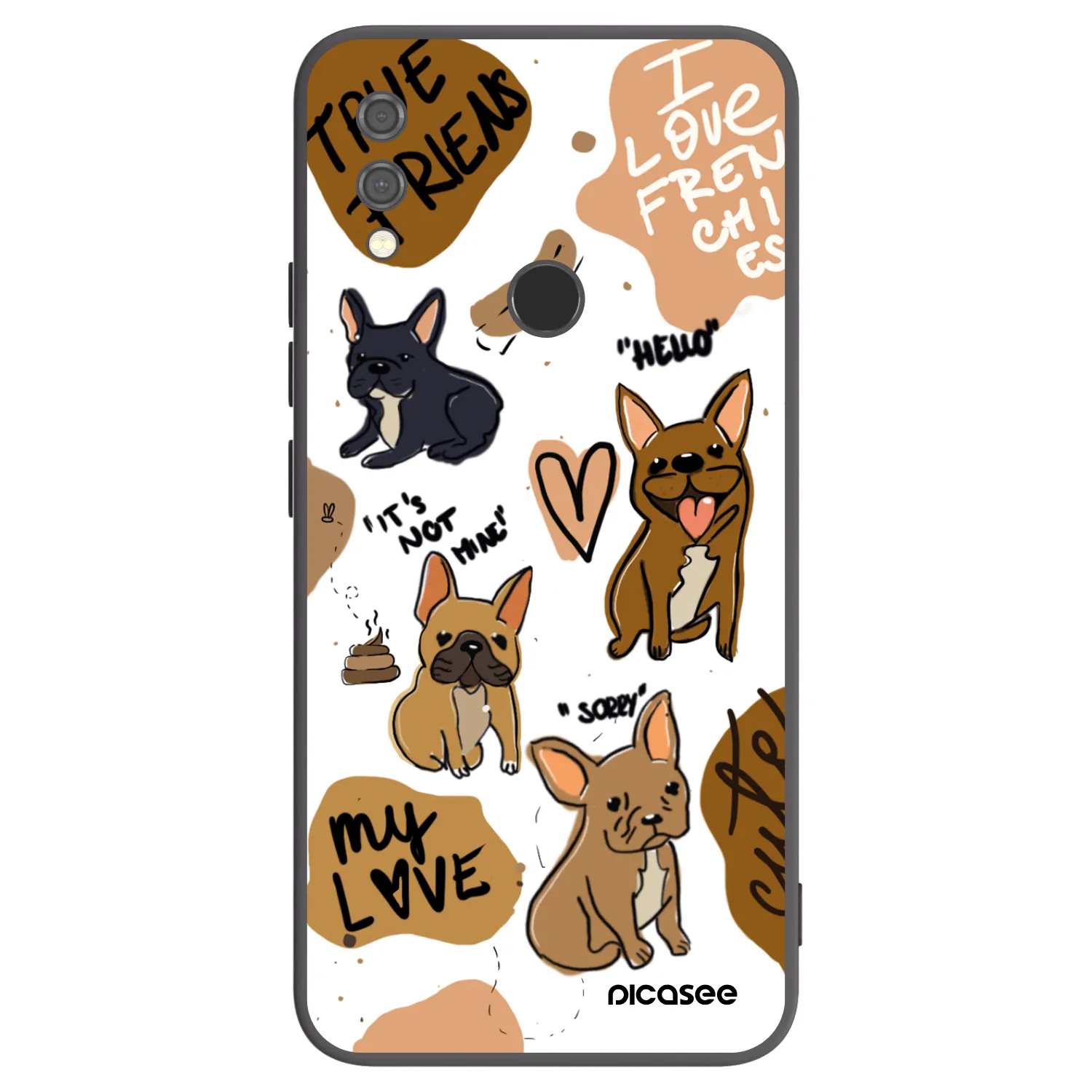Picasee Xiaomi Redmi Note 7 Hülle - Schwarzes Silikon - Frenchies