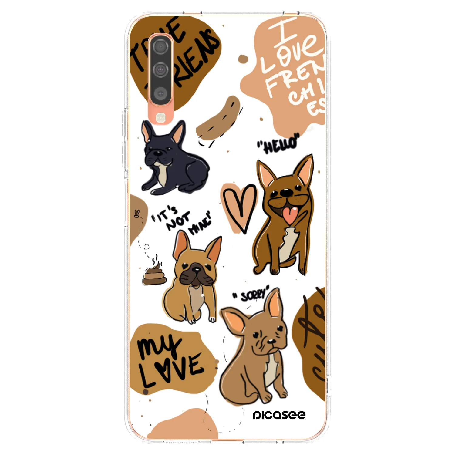 Picasee Samsung Galaxy A70 A705F Hülle - Transparentes Silikon - Frenchies