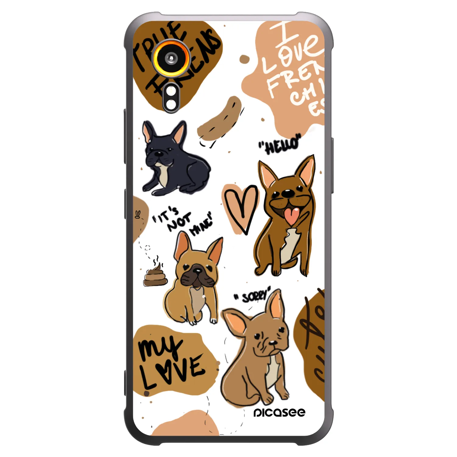 Picasee Samsung Galaxy Xcover 7 Hülle - Schwarzes Silikon - Frenchies