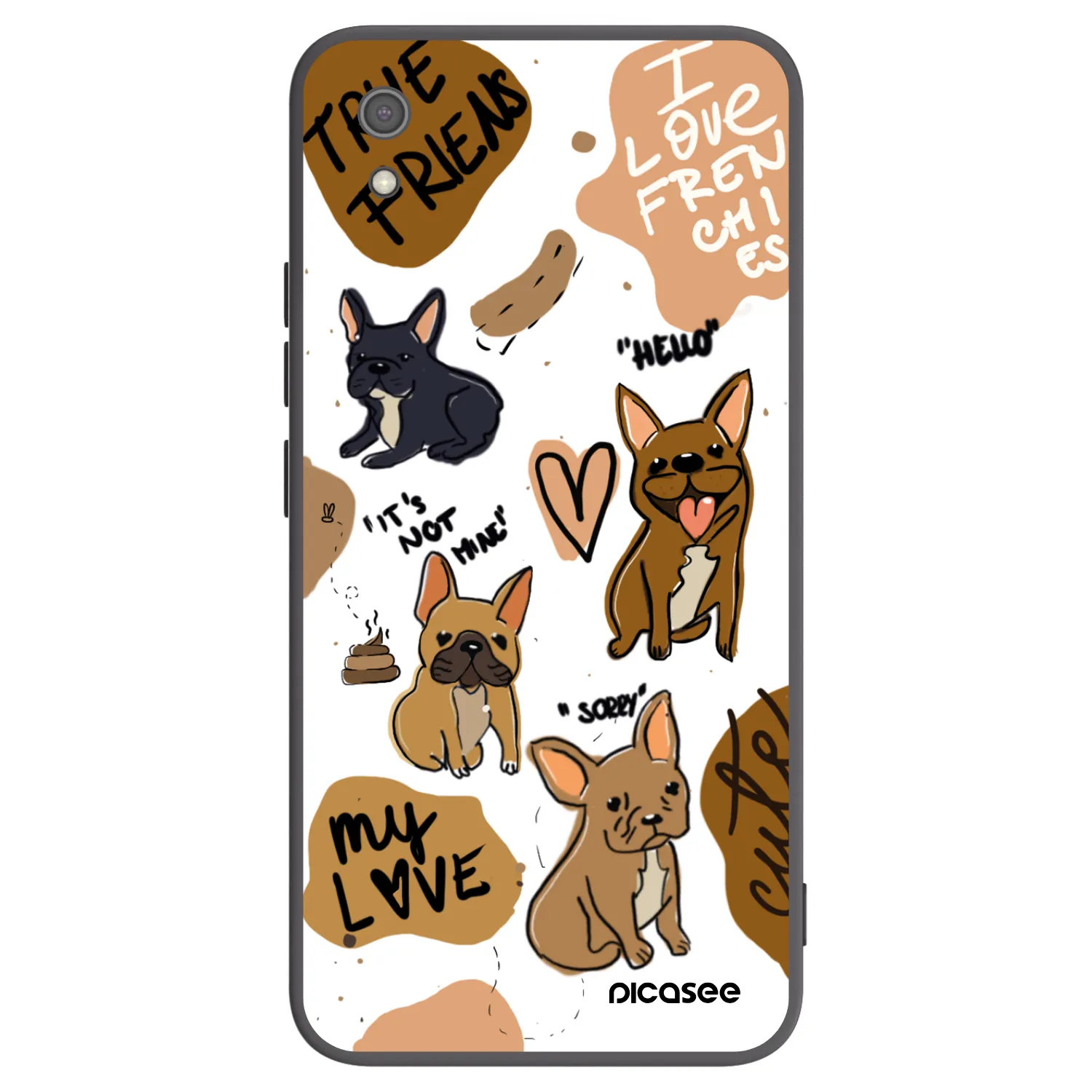 Picasee Xiaomi Redmi 7A Hülle - Schwarzes Silikon - Frenchies