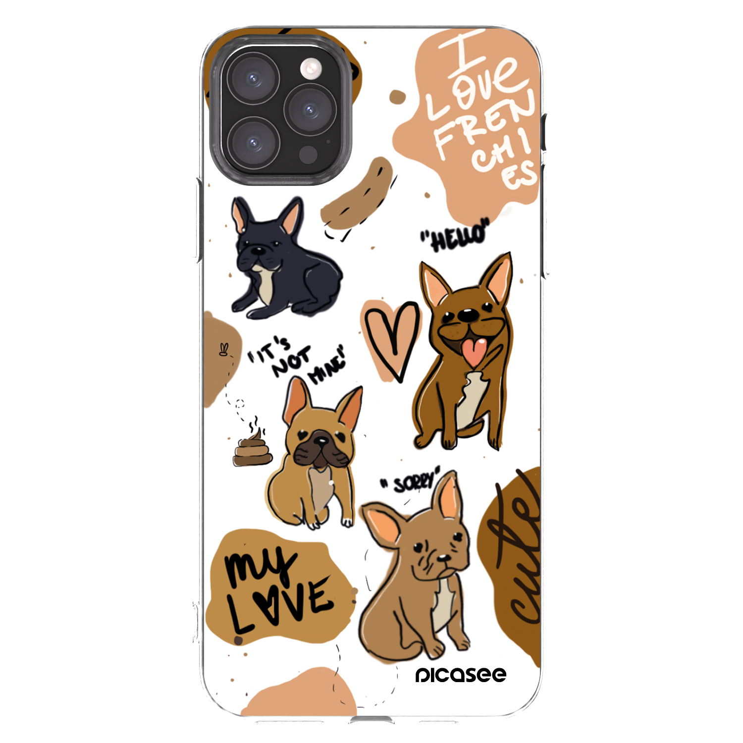 Picasee Apple iPhone 11 Pro Max Hülle - Transparentes Silikon - Frenchies