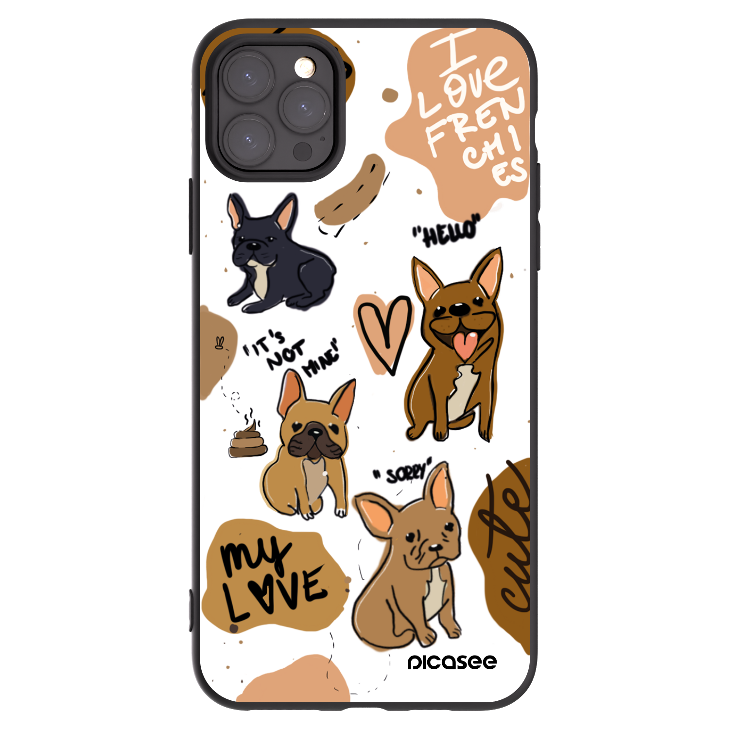 Picasee Apple iPhone 11 Pro Max Hülle - Schwarzes Silikon - Frenchies