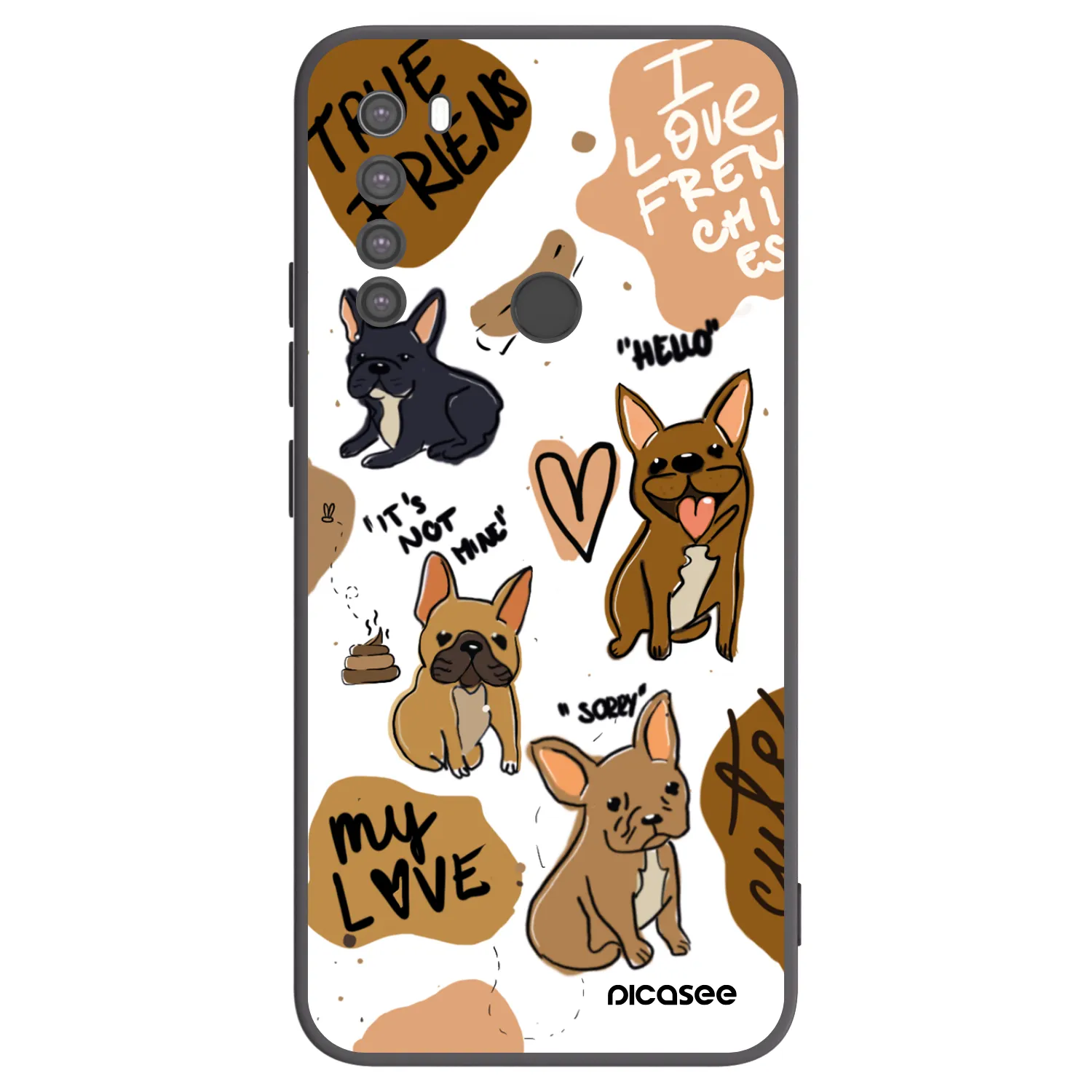 Picasee Xiaomi Redmi Note 8 Hülle - Schwarzes Silikon - Frenchies