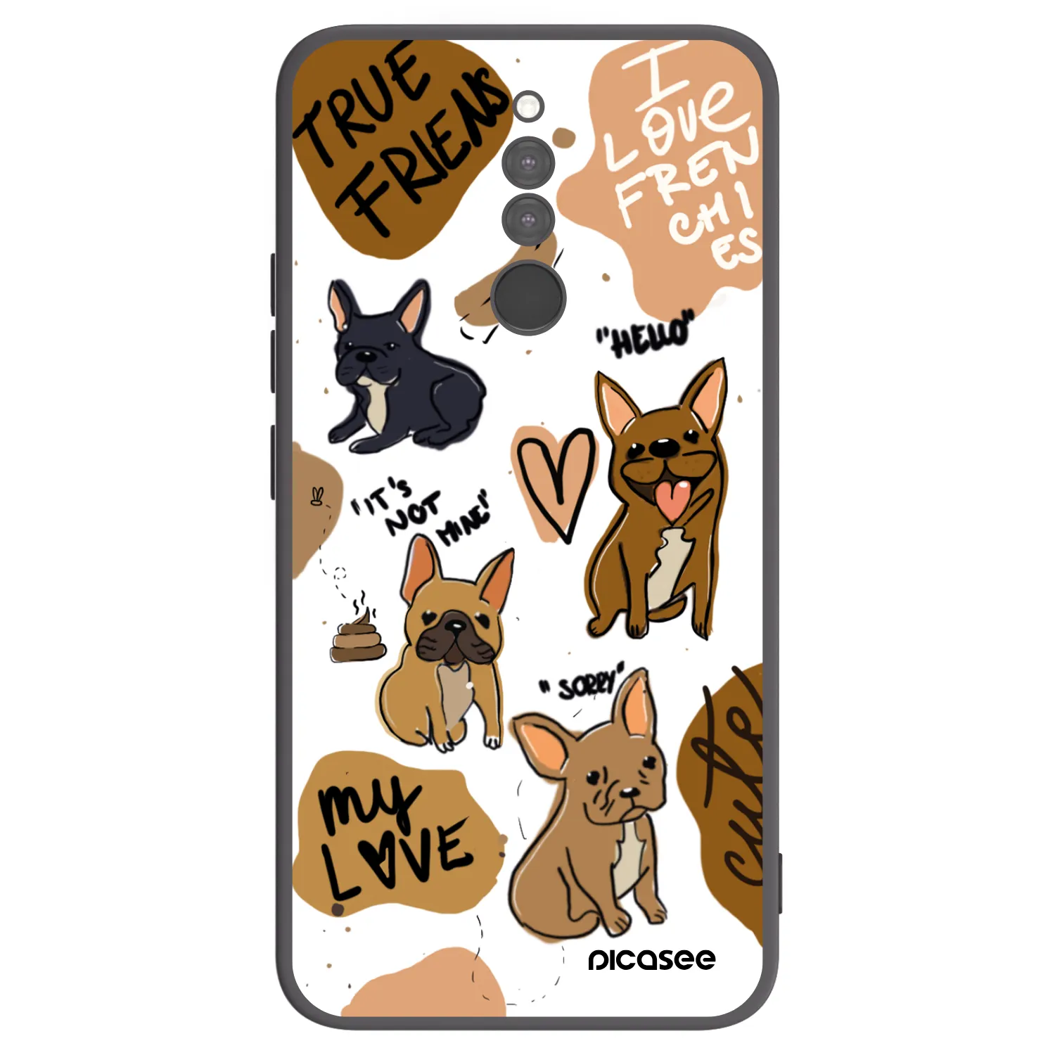 Picasee Xiaomi Redmi 8 Hülle - Schwarzes Silikon - Frenchies