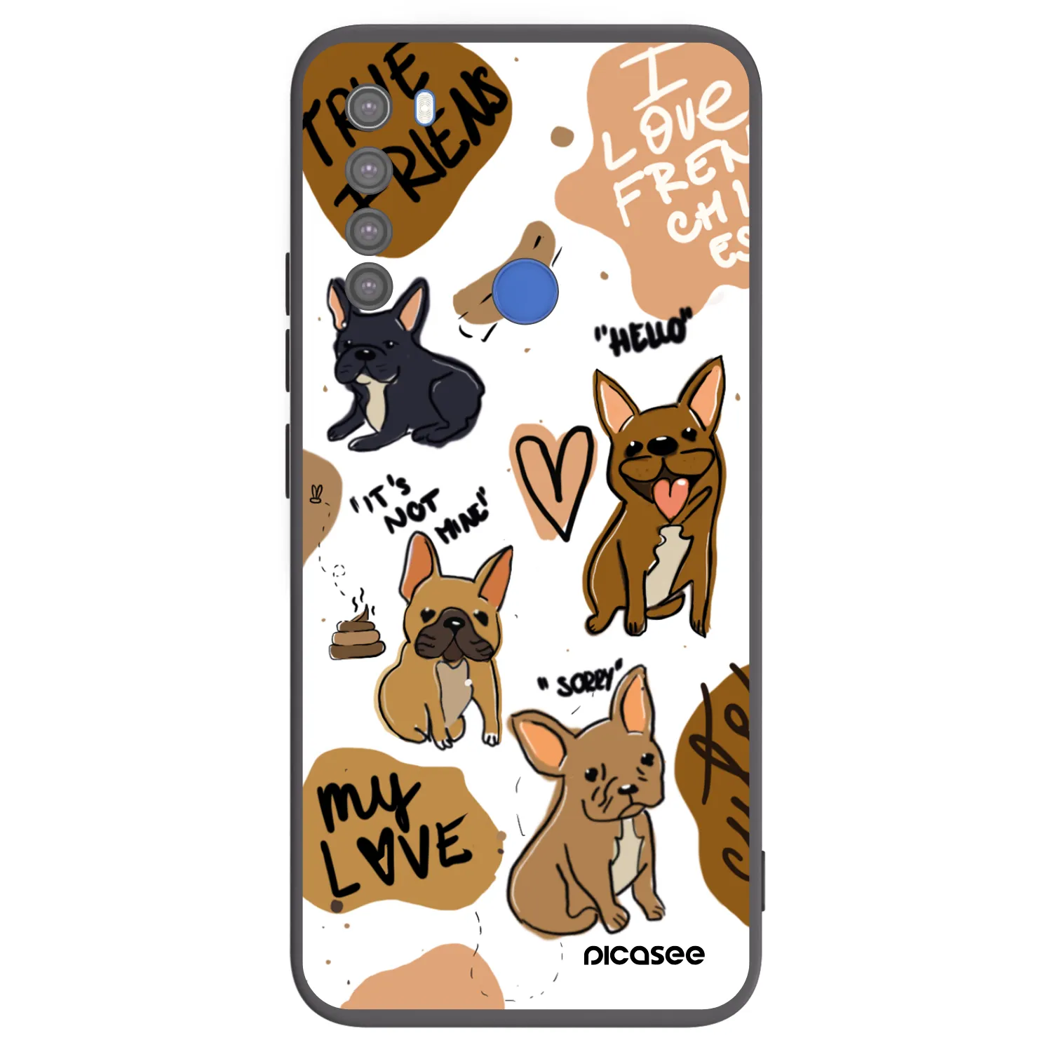 Picasee Xiaomi Redmi Note 8T Hülle - Schwarzes Silikon - Frenchies
