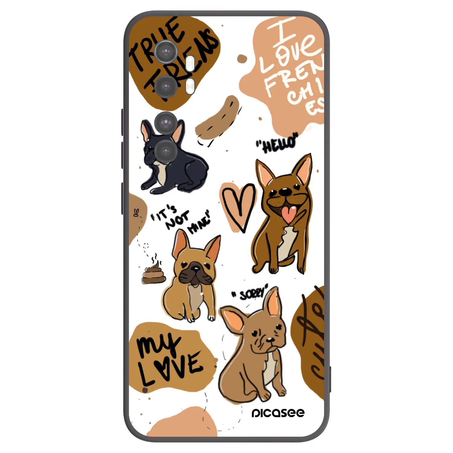 Picasee Xiaomi Mi Note 10 Lite Hülle - Schwarzes Silikon - Frenchies