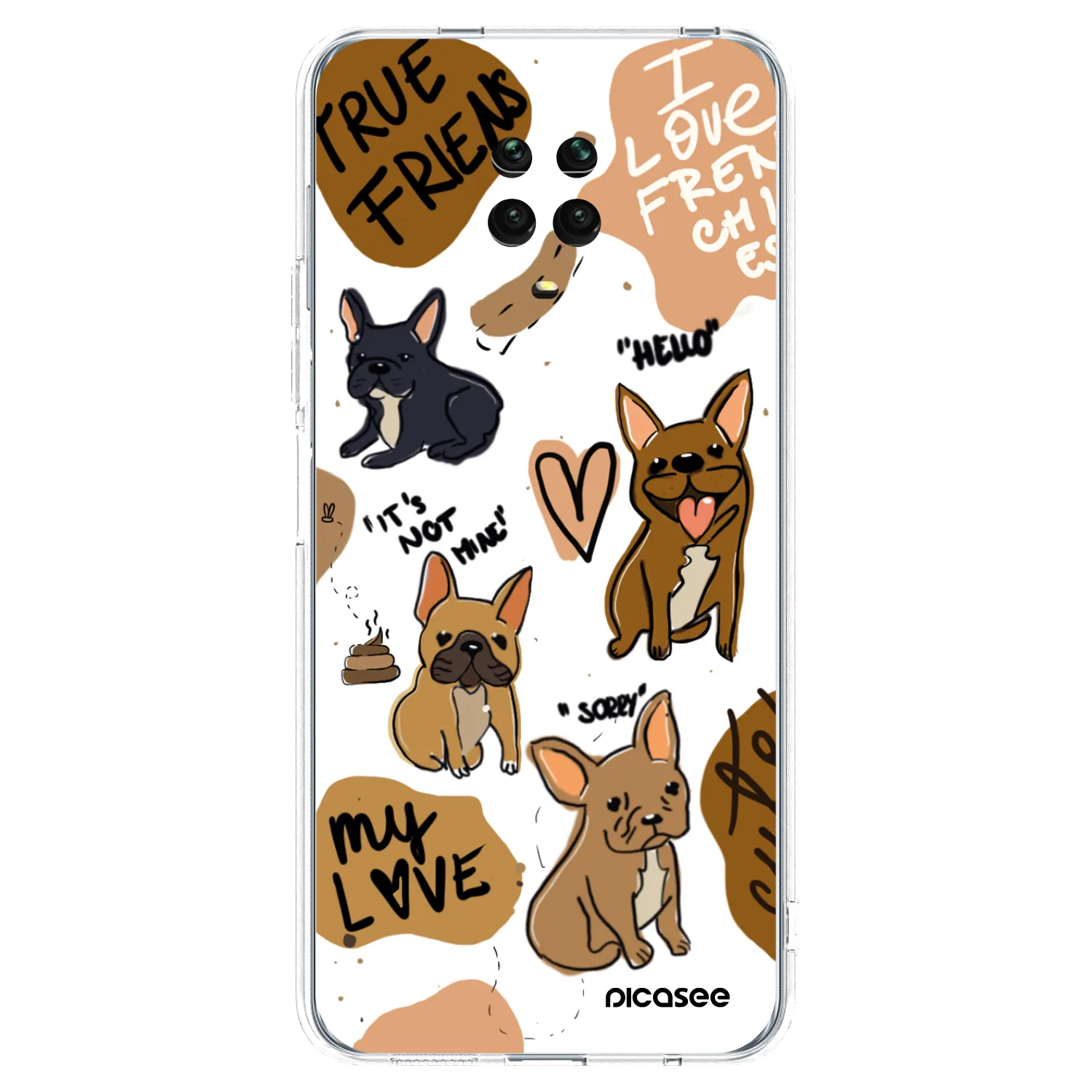 Picasee Xiaomi Redmi Note 9S Hülle - Transparentes Silikon - Frenchies