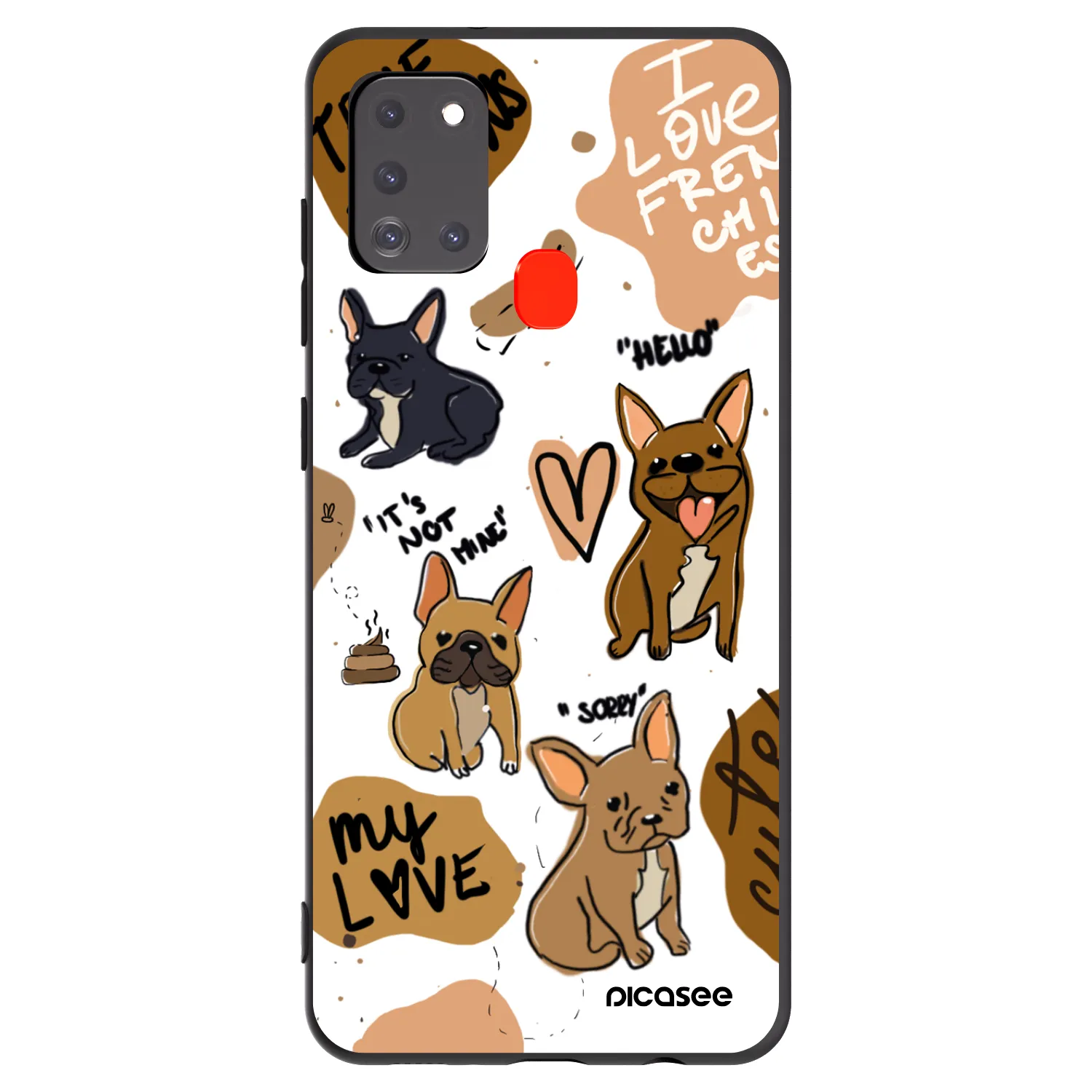 Picasee Samsung Galaxy A21s Hülle - Schwarzes Silikon - Frenchies