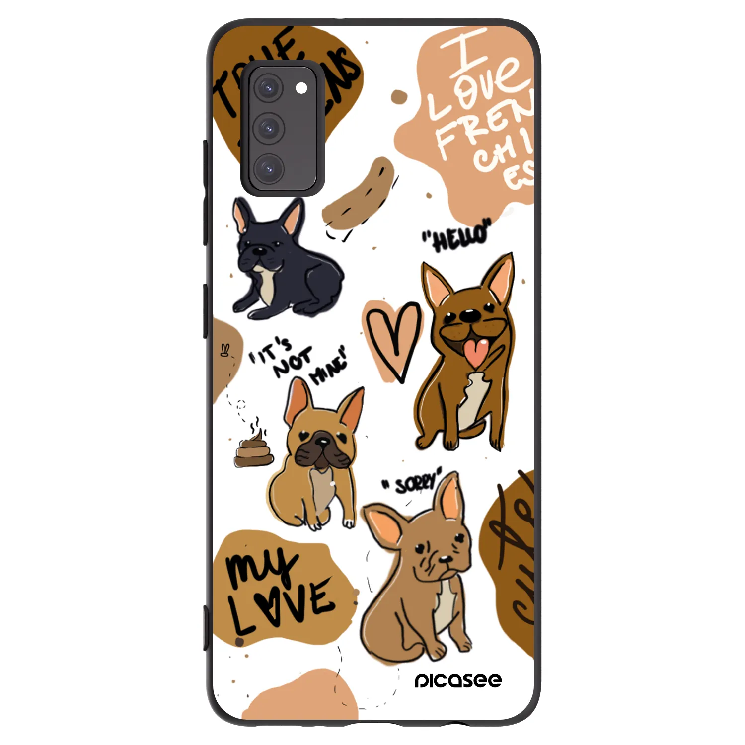 Picasee Samsung Galaxy A41 A415F Hülle - Schwarzes Silikon - Frenchies