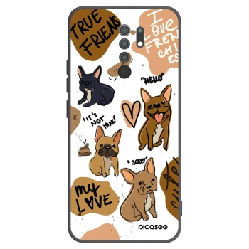 Picasee Xiaomi Redmi 9 Hülle - Schwarzes Silikon - Frenchies